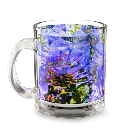 Blue Hydrangea Stem Glass Mug - 10oz Floral Coffee Cup