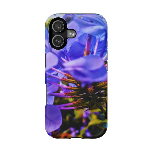 Blue Hydrangea Stem Magnetic Impact-Resistant iPhone 17 Case