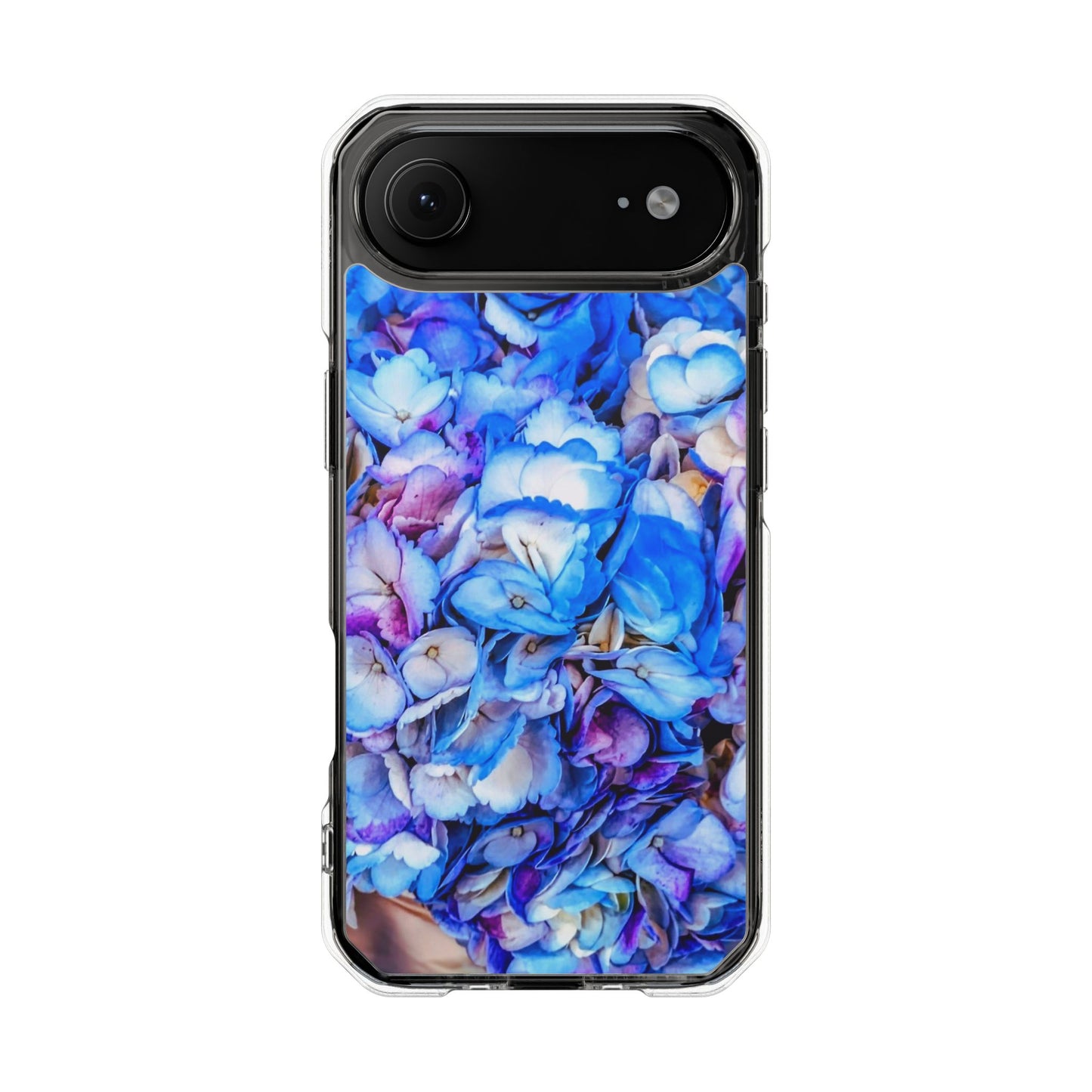 Vibrant Blue Hydrangea Bouquet iPhone 17 Air Case | Real Floral Inspired MagSafe Clear
