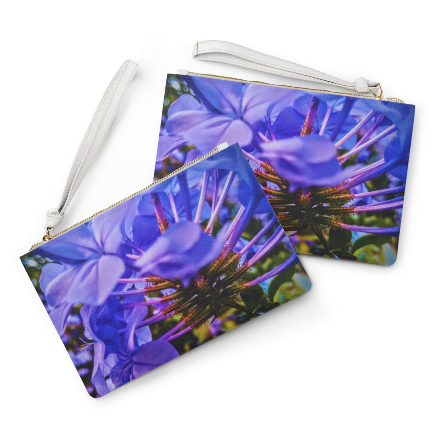 Blue Hydrangea Stem Clutch Bag