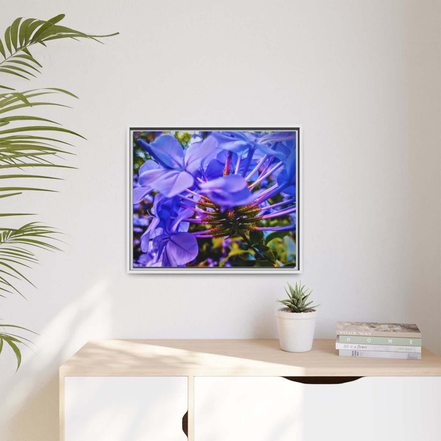 Blue Hydrangea Stem Canvas Wall Art
