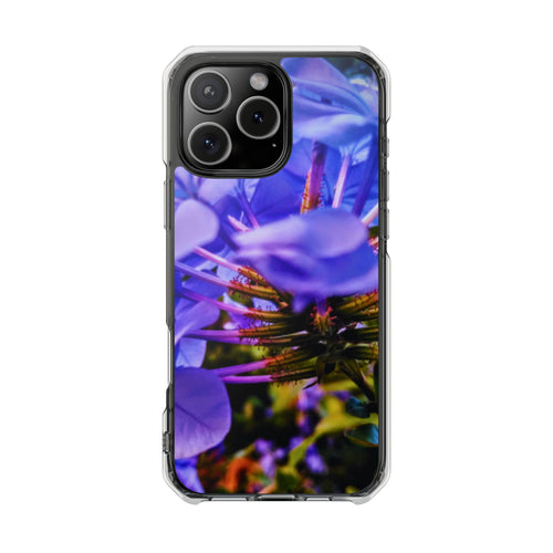 Blue Hydrangea Stem Clear Magnetic Phone Case —  Protective Impact Cover