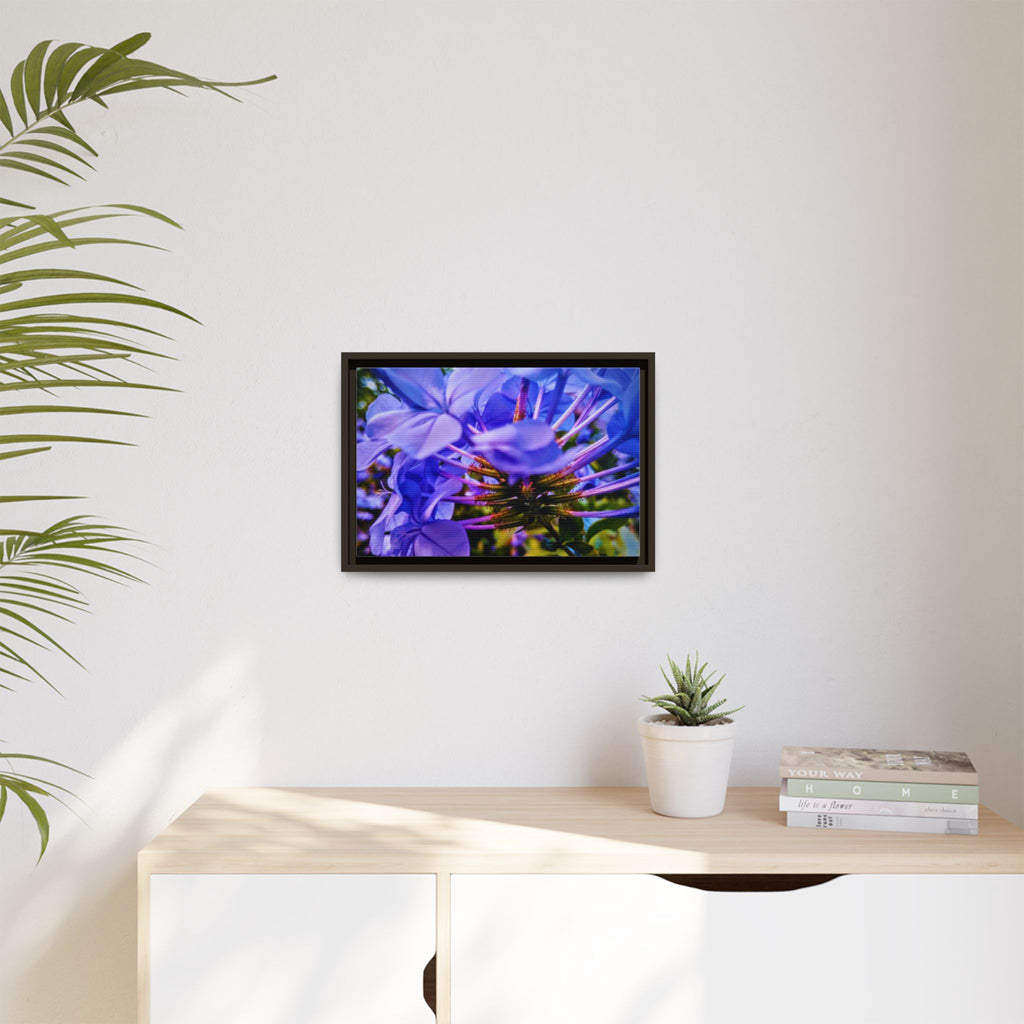 Blue Hydrangea Stem Matte Canvas Wall Art — Vibrant Close-Up Botanical Floral Print