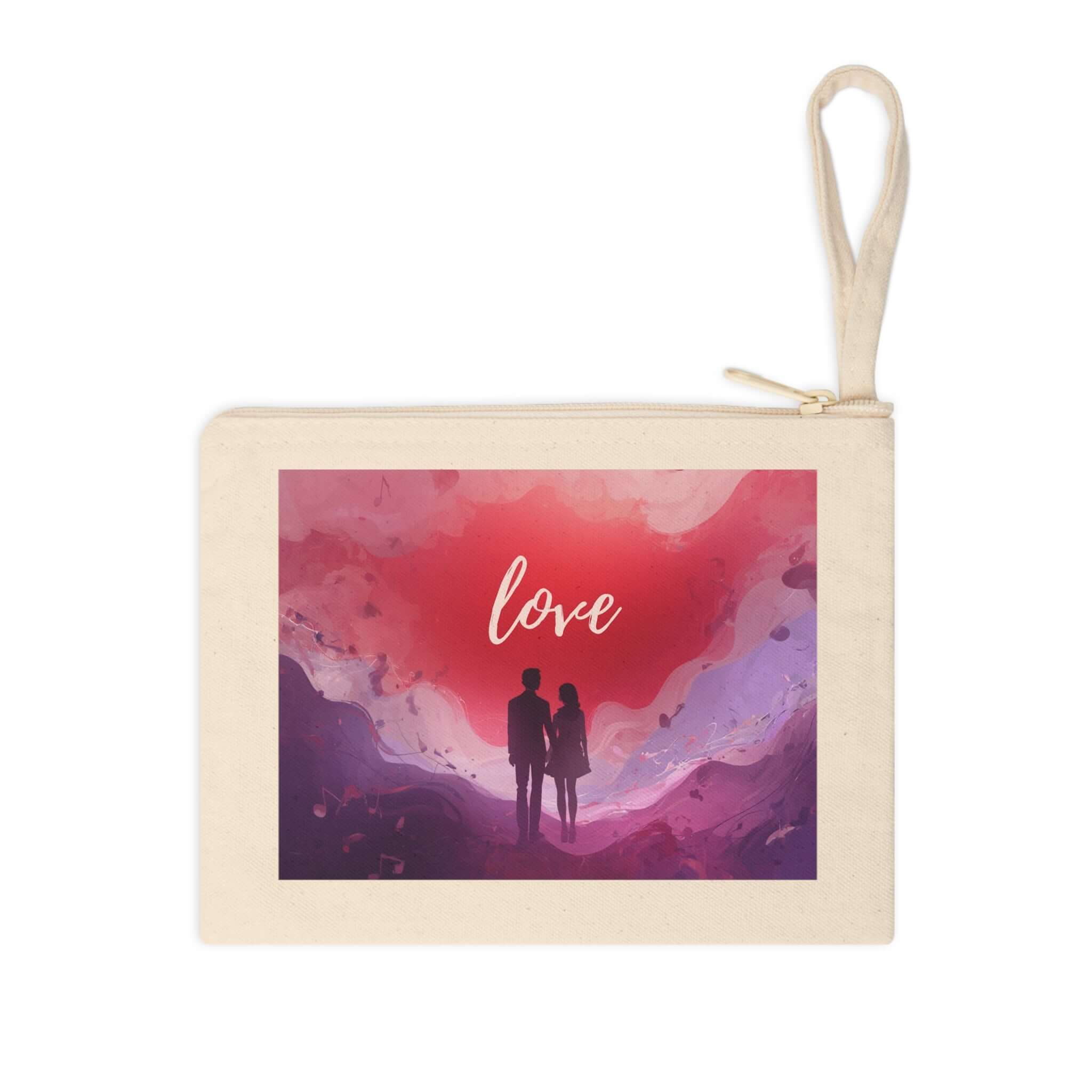 Couple Silhouette Love Canvas Zipper Pouch