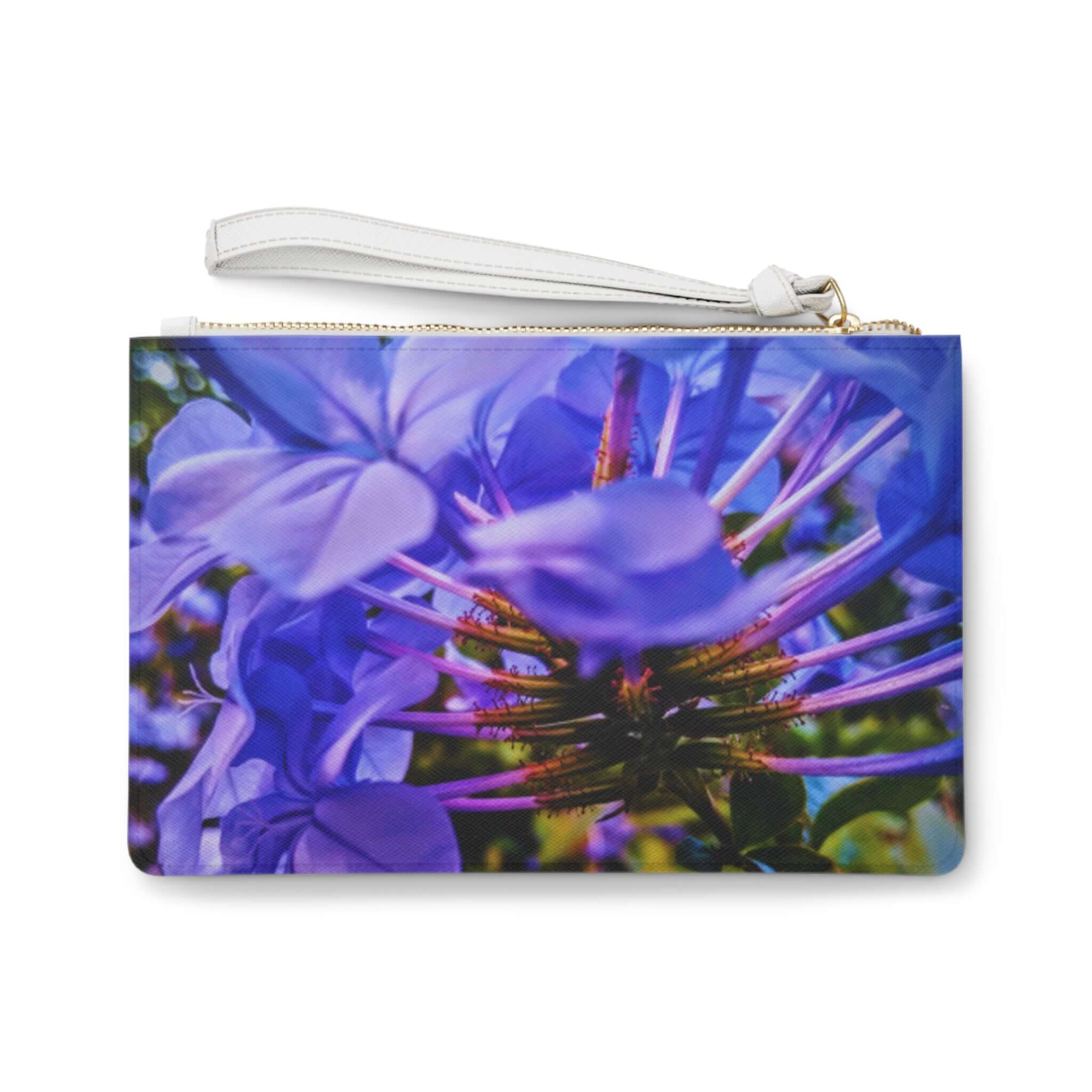 Blue Hydrangea Stem Clutch Bag