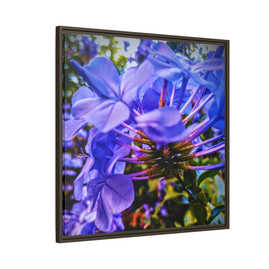 Blue Hydrangea Stem Matte Canvas Wall Art — Vibrant Close-Up Botanical Floral Print