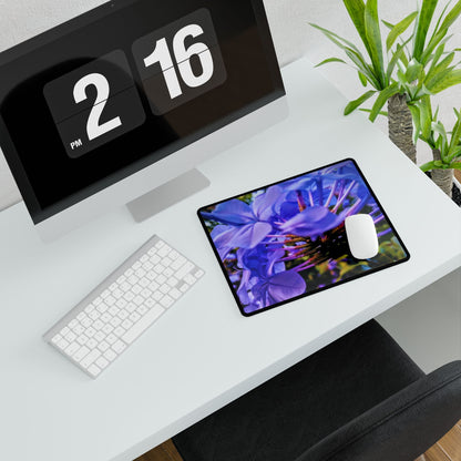 Blue hydrangea stem desk mat mouse pad – floral extended office pad