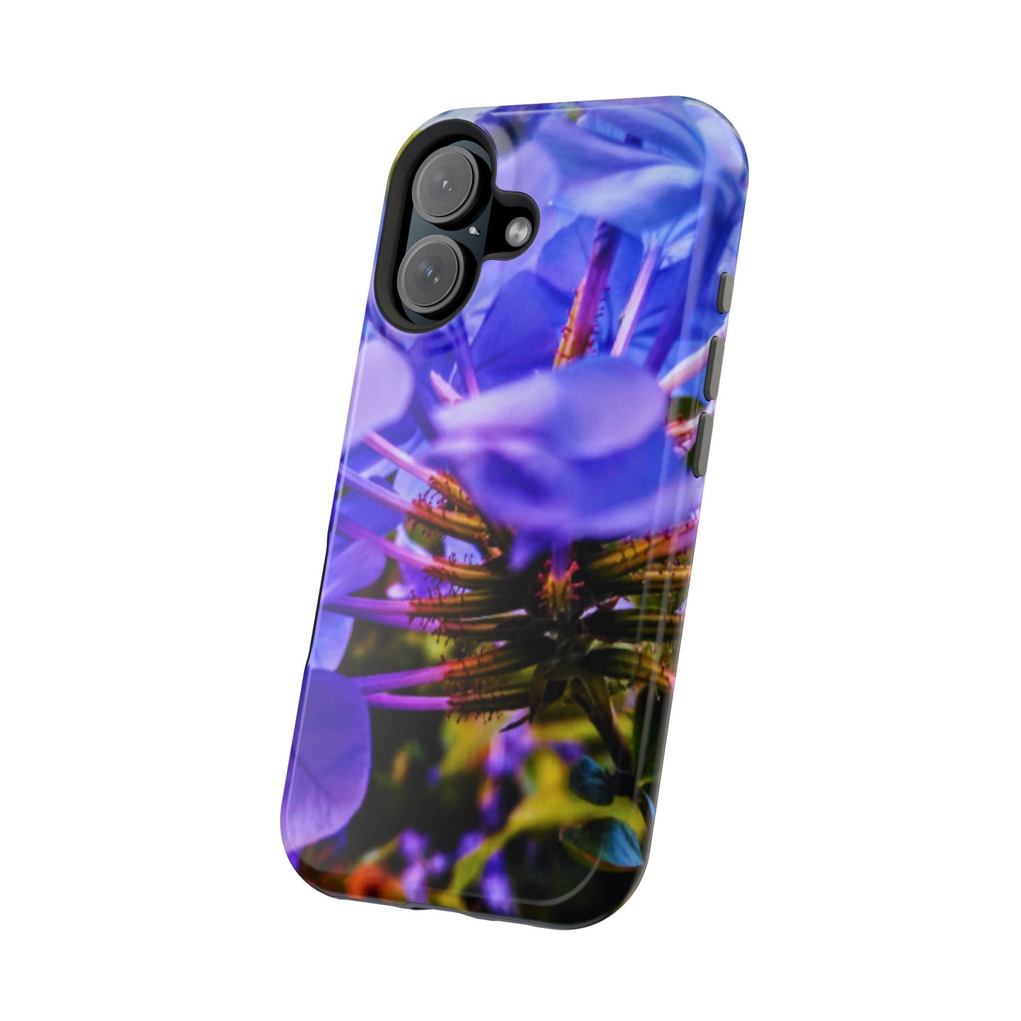 Blue Hydrangea Stem Magnetic Impact-Resistant iPhone 16 Case