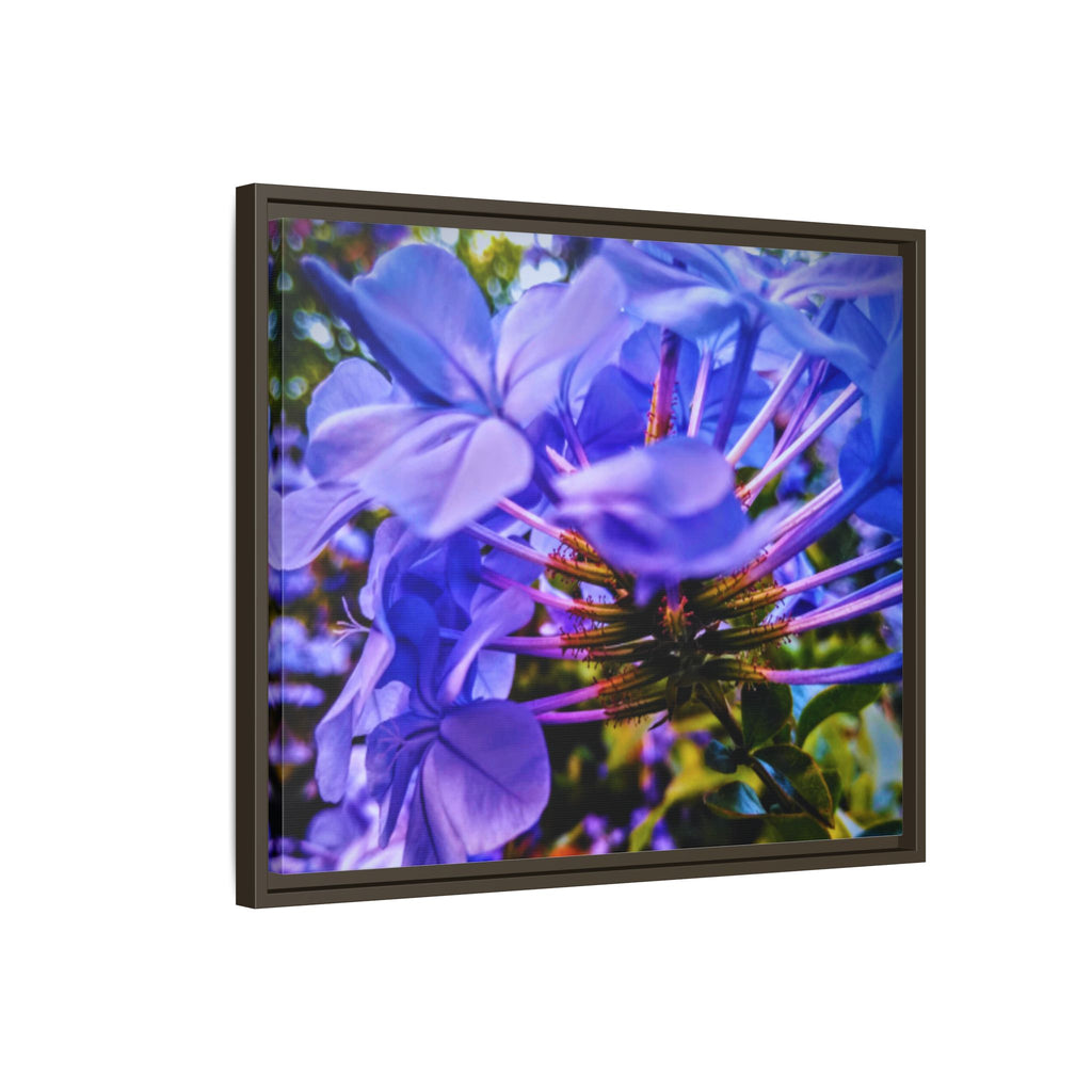 Blue Hydrangea Stem Matte Canvas Wall Art — Vibrant Close-Up Botanical Floral Print