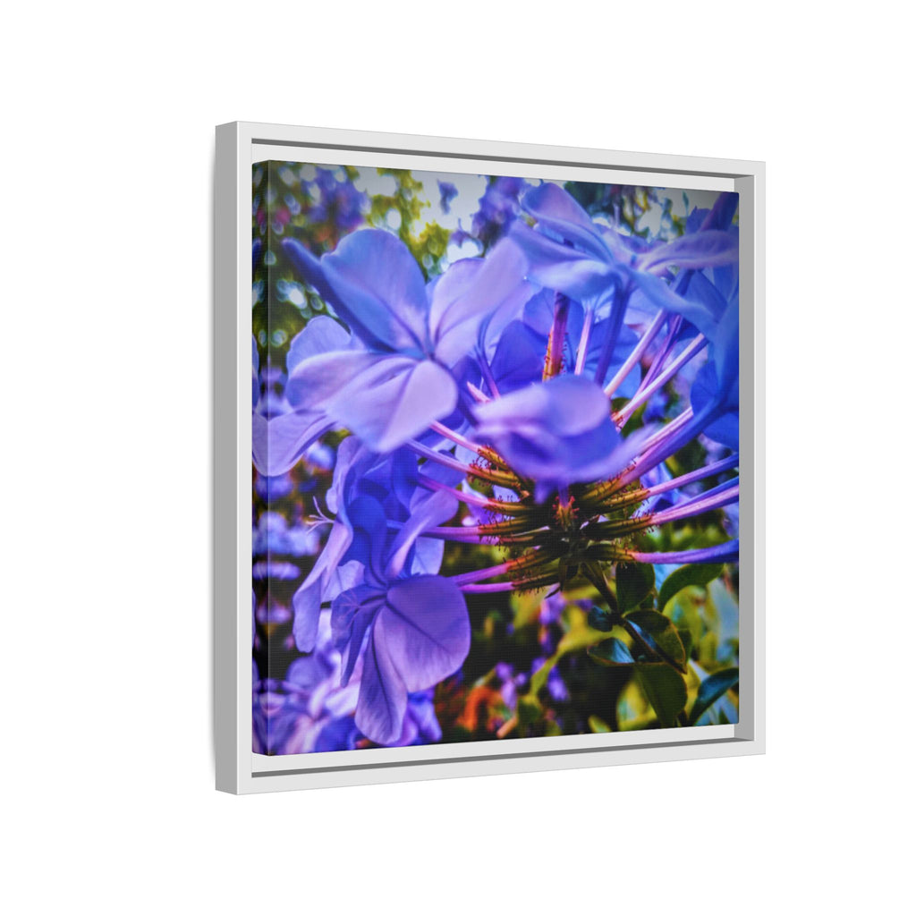 Blue Hydrangea Stem Matte Canvas Wall Art — Vibrant Close-Up Botanical Floral Print
