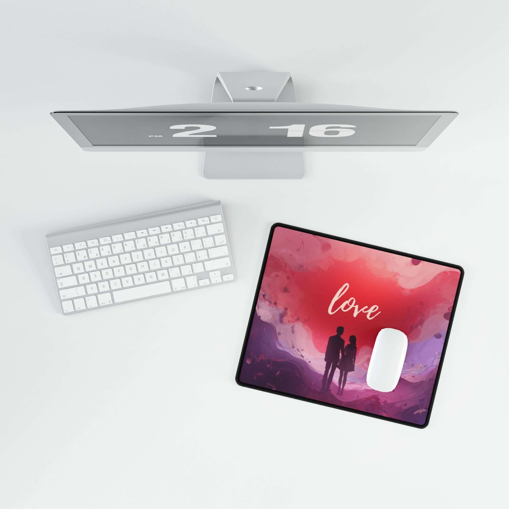 Couple Silhouette Love Desk Mat – Romantic large mousepad with matching couple silhouette, perfect for gaming or office use