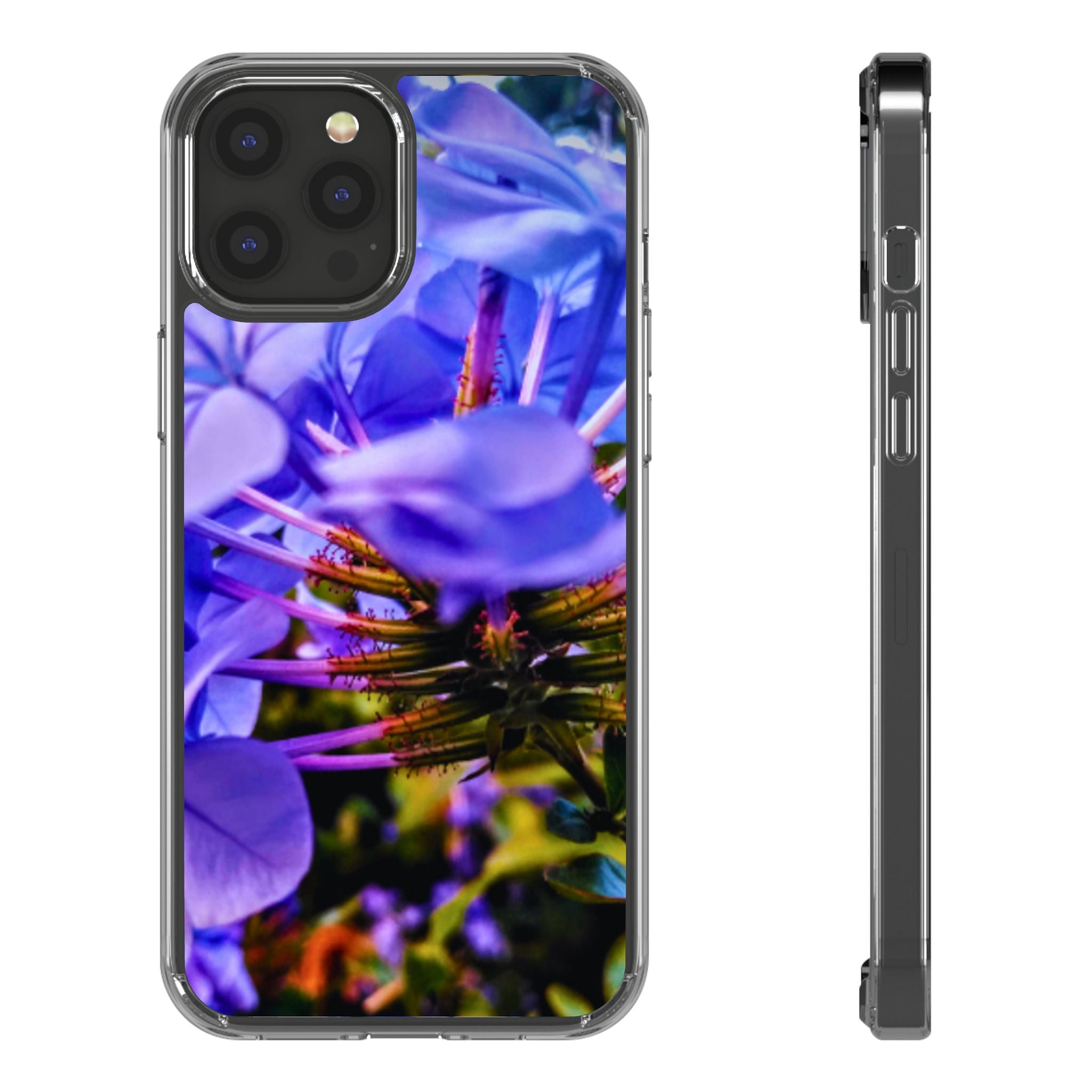 Blue Hydrangea Stem Clear Phone Case
