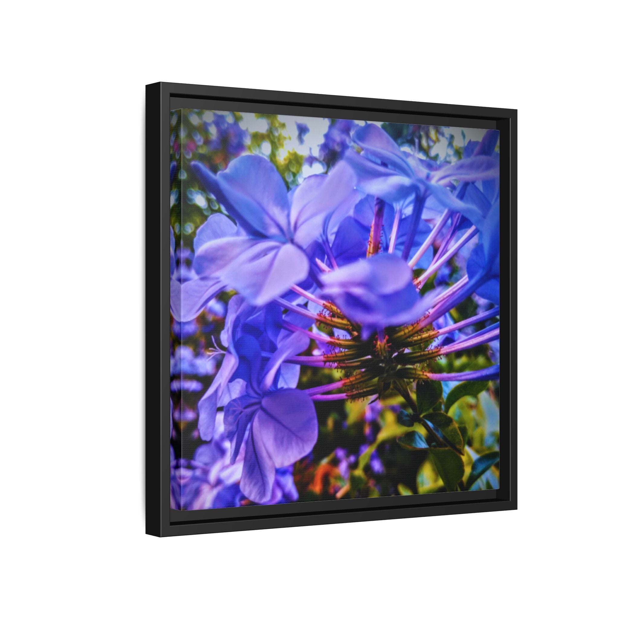 Blue Hydrangea Stem Matte Canvas Wall Art — Vibrant Close-Up Botanical Floral Print