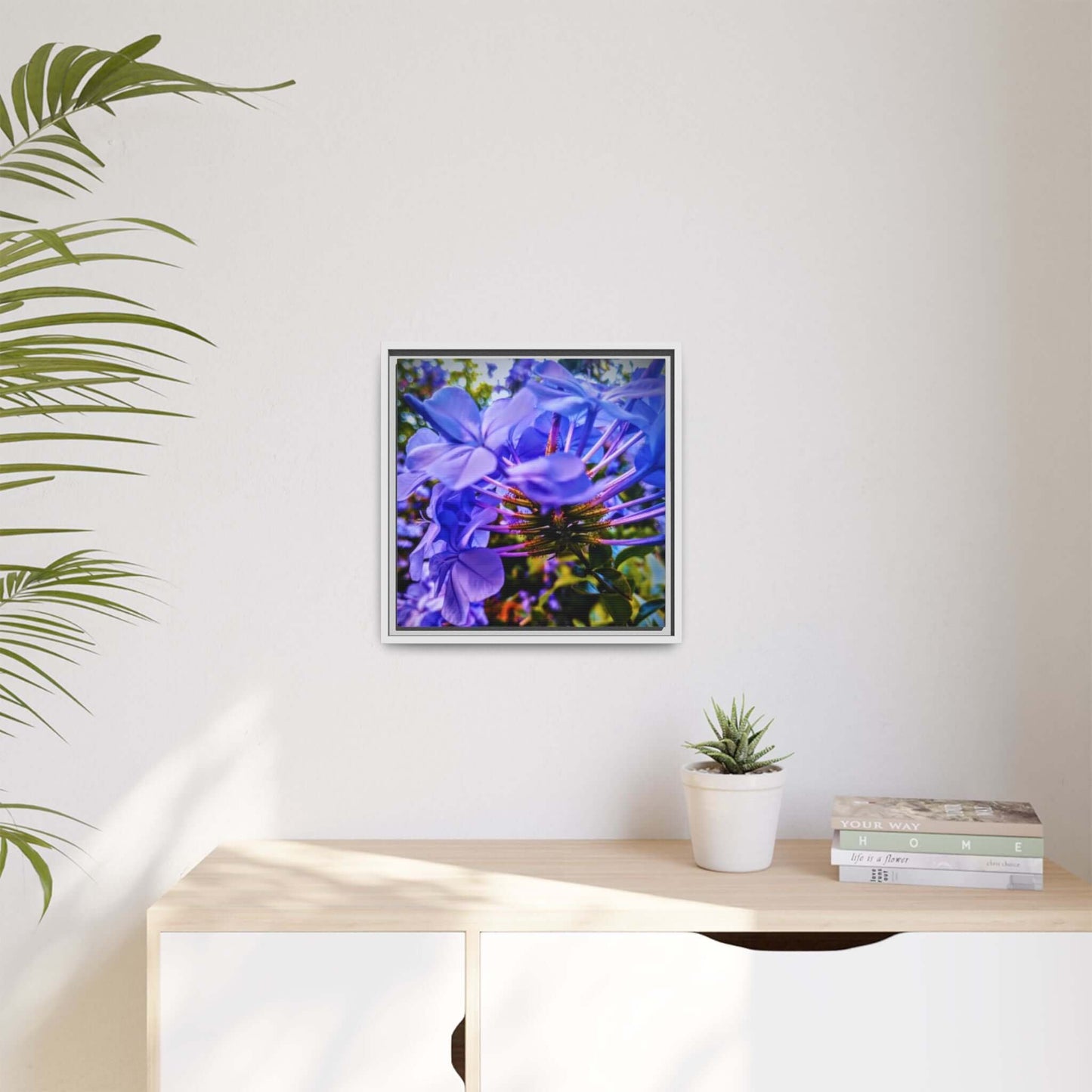 Blue Hydrangea Stem Canvas Wall Art