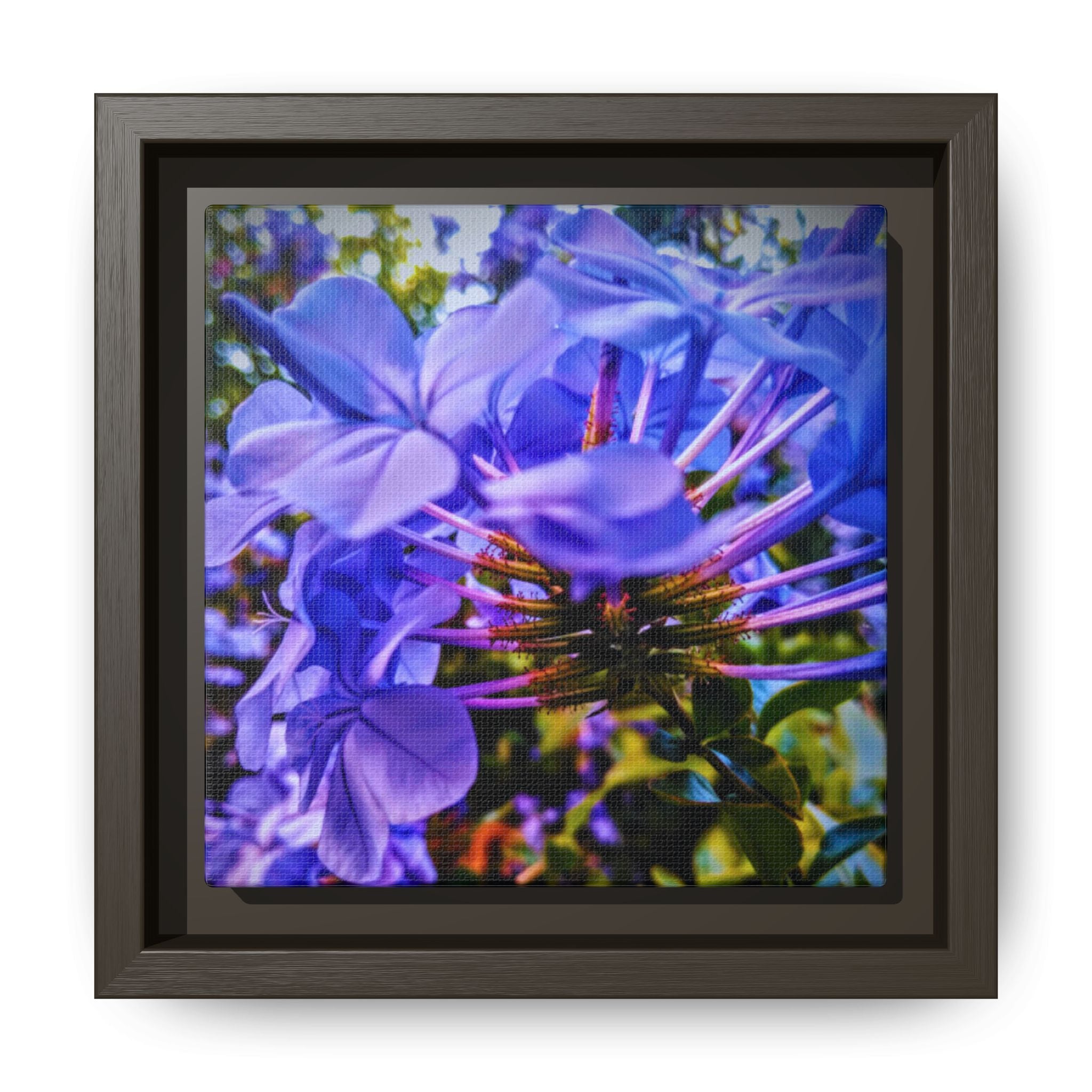Blue Hydrangea Stem Matte Canvas Wall Art — Vibrant Close-Up Botanical Floral Print