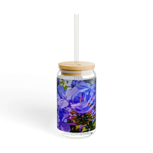 Blue Hydrangea Stem Sipper Glass 16oz 