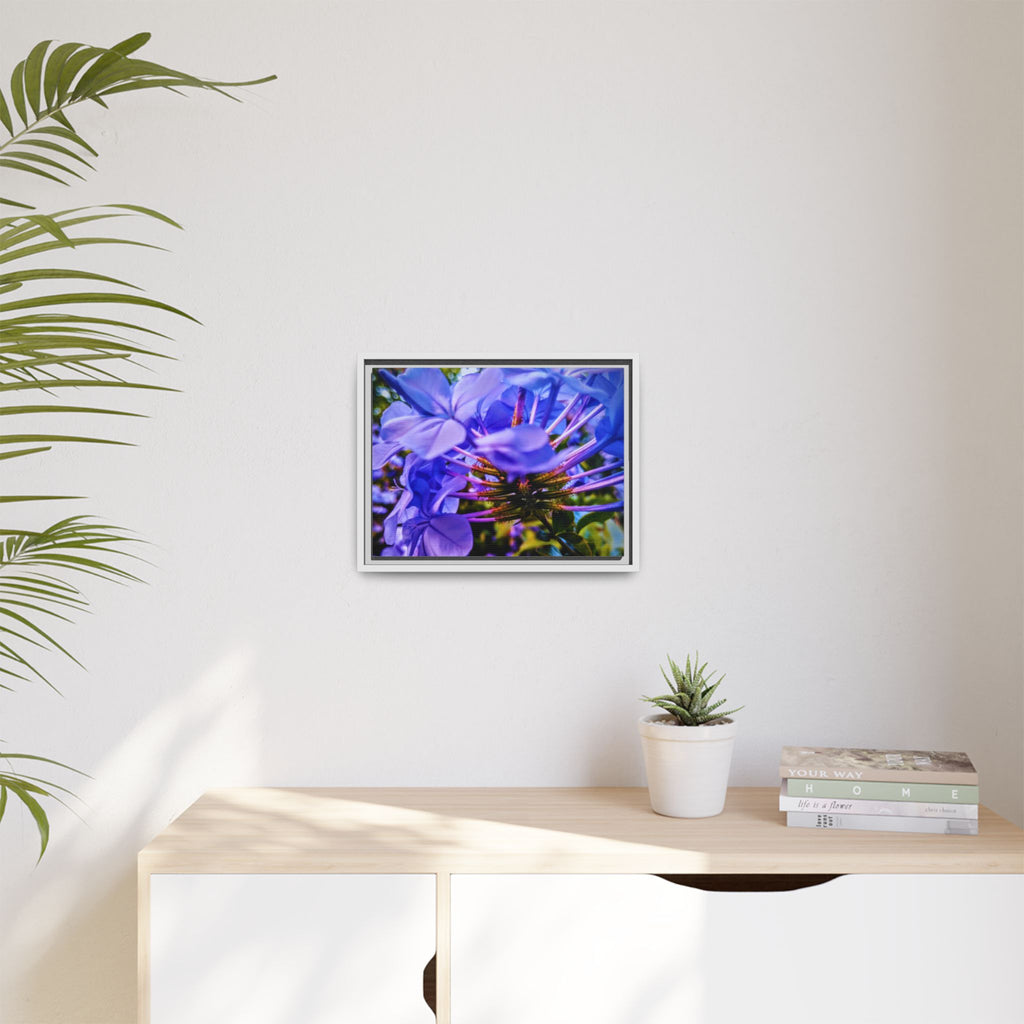 Blue Hydrangea Stem Matte Canvas Wall Art — Vibrant Close-Up Botanical Floral Print