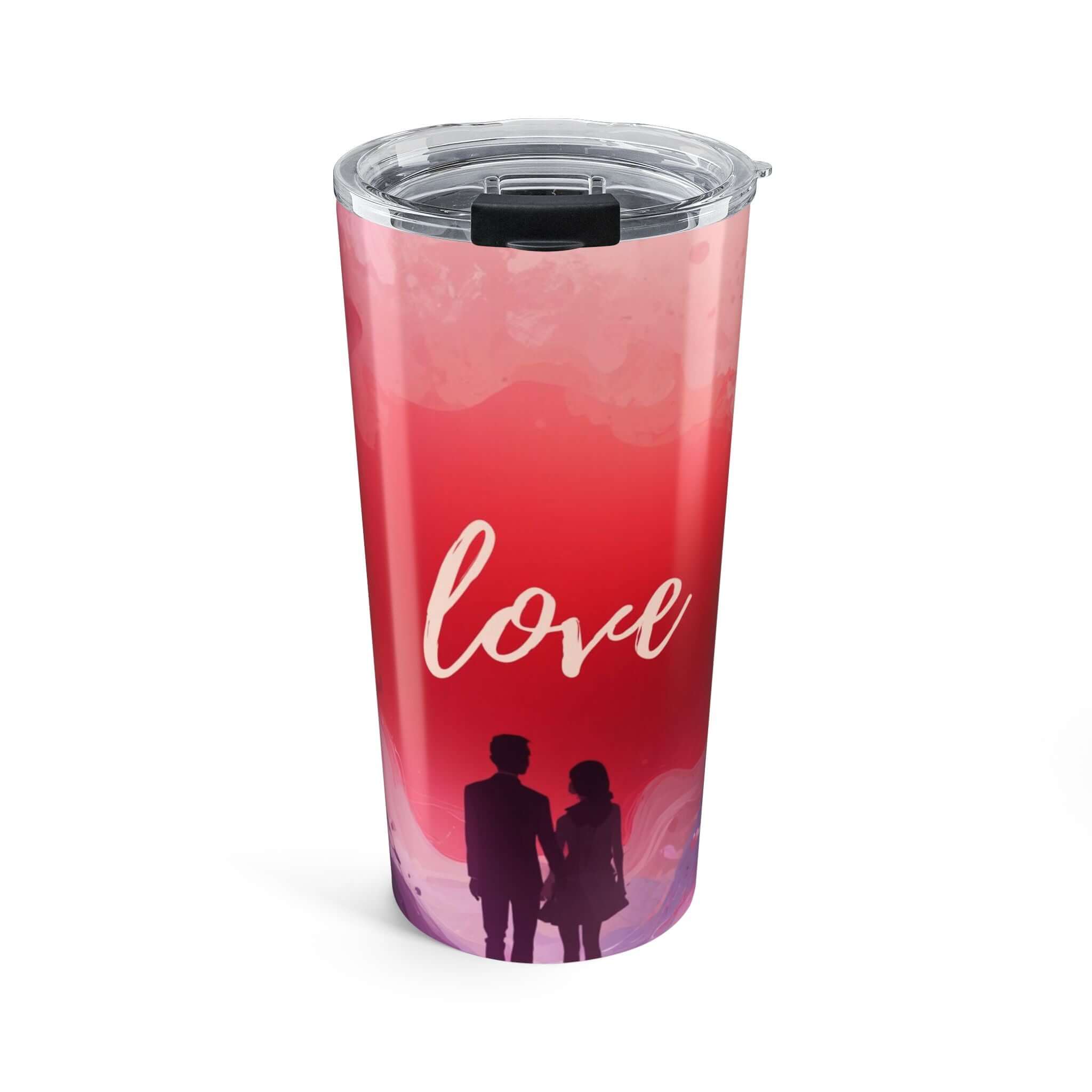 Couple Silhouette Love Tumbler 20oz Romantic Red Ombre