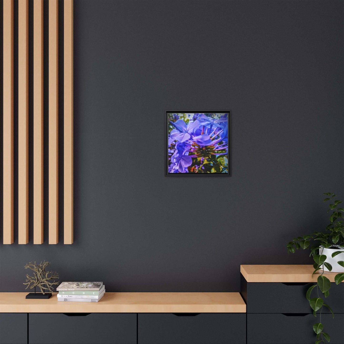 Blue Hydrangea Stem Canvas Wall Art