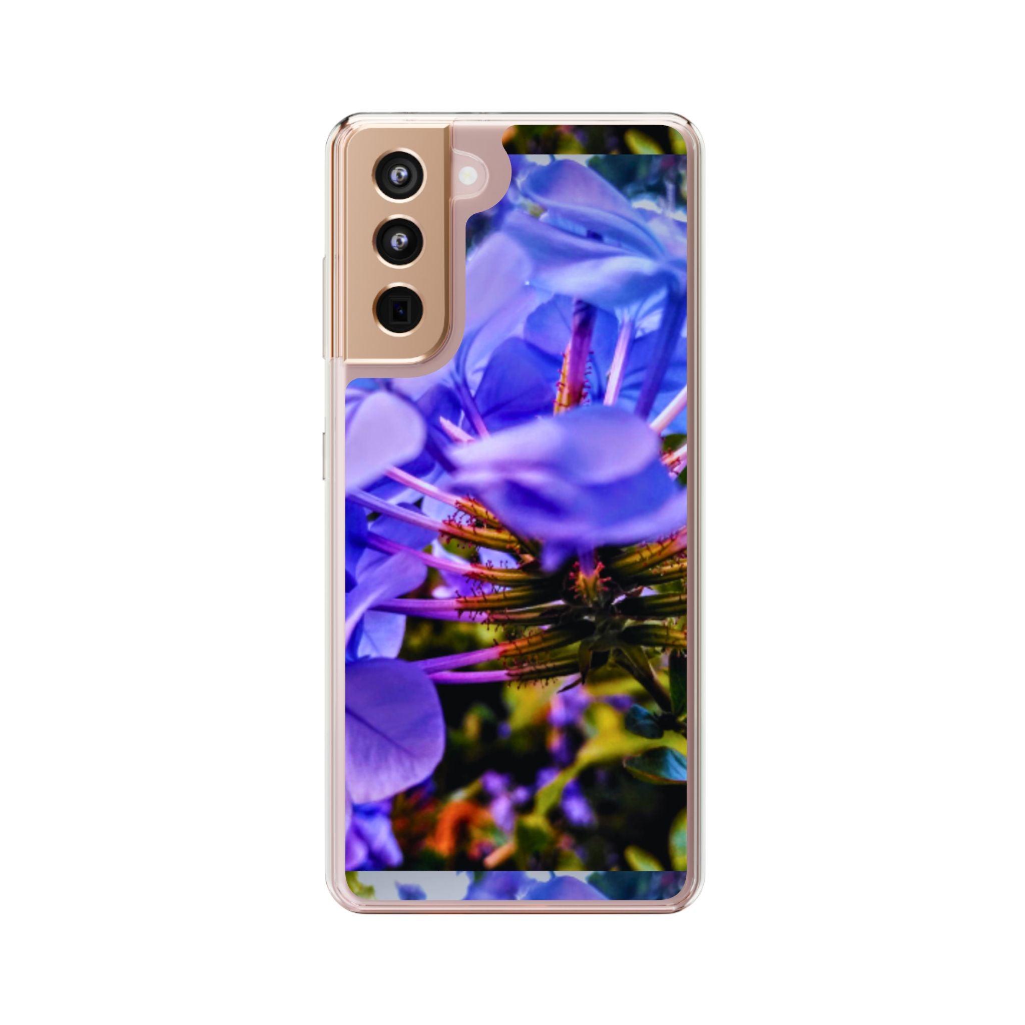 Blue Hydrangea Stem Clear Phone Case