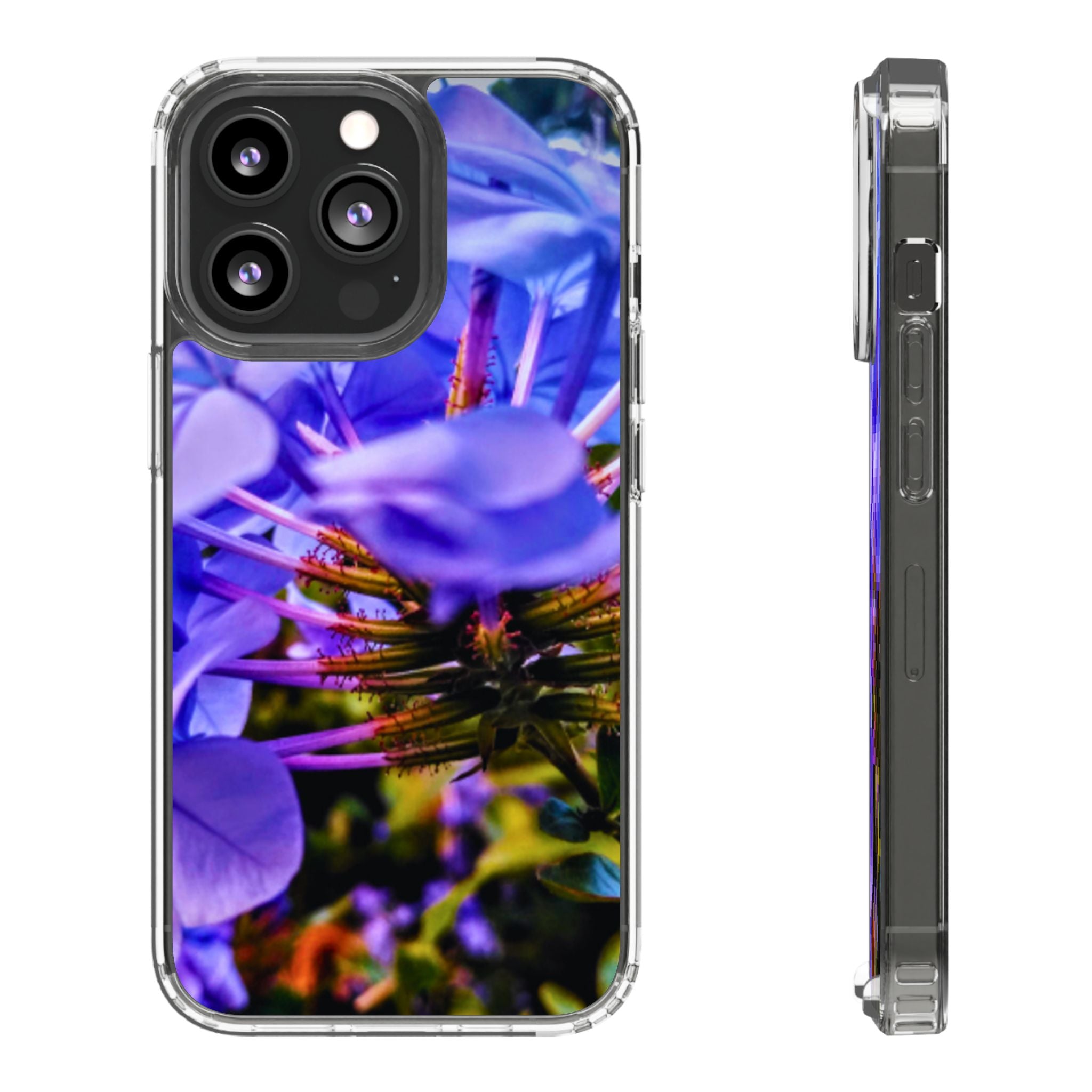 Blue Hydrangea Stem Clear Phone Case