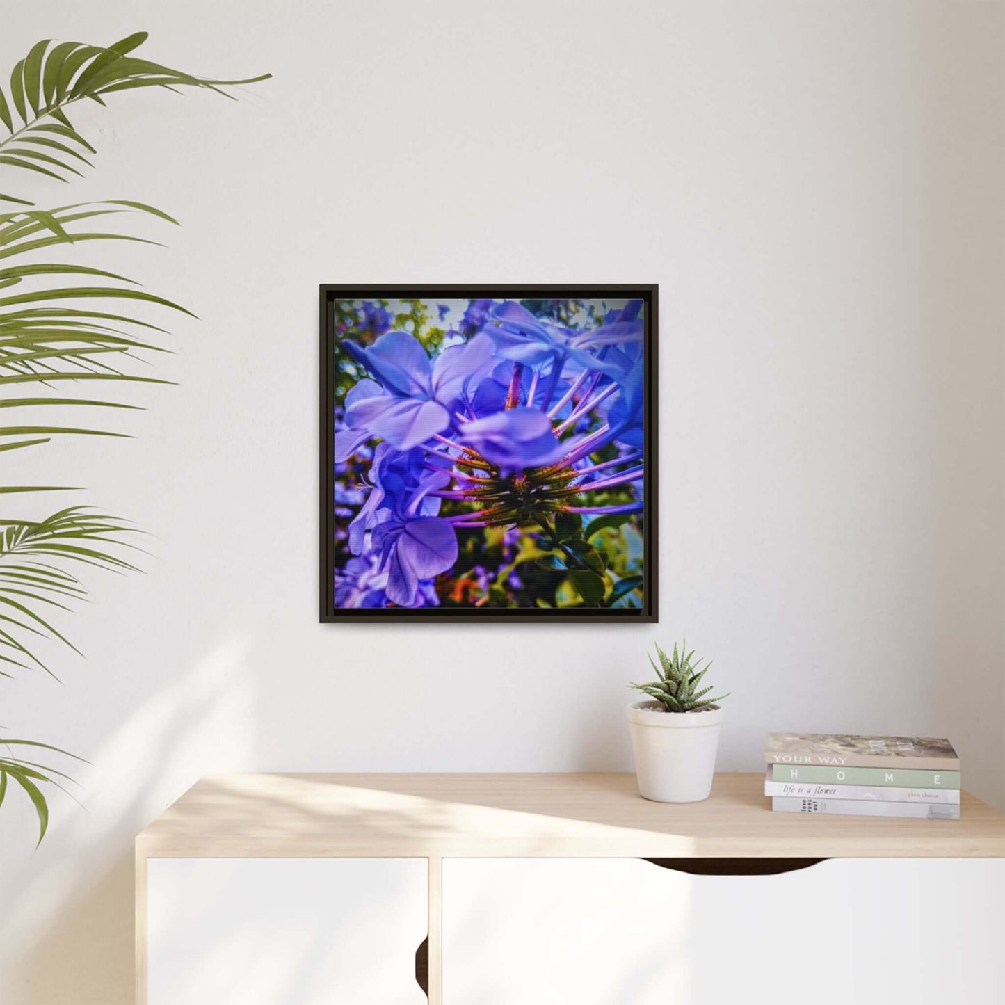 Blue Hydrangea Stem Canvas Wall Art