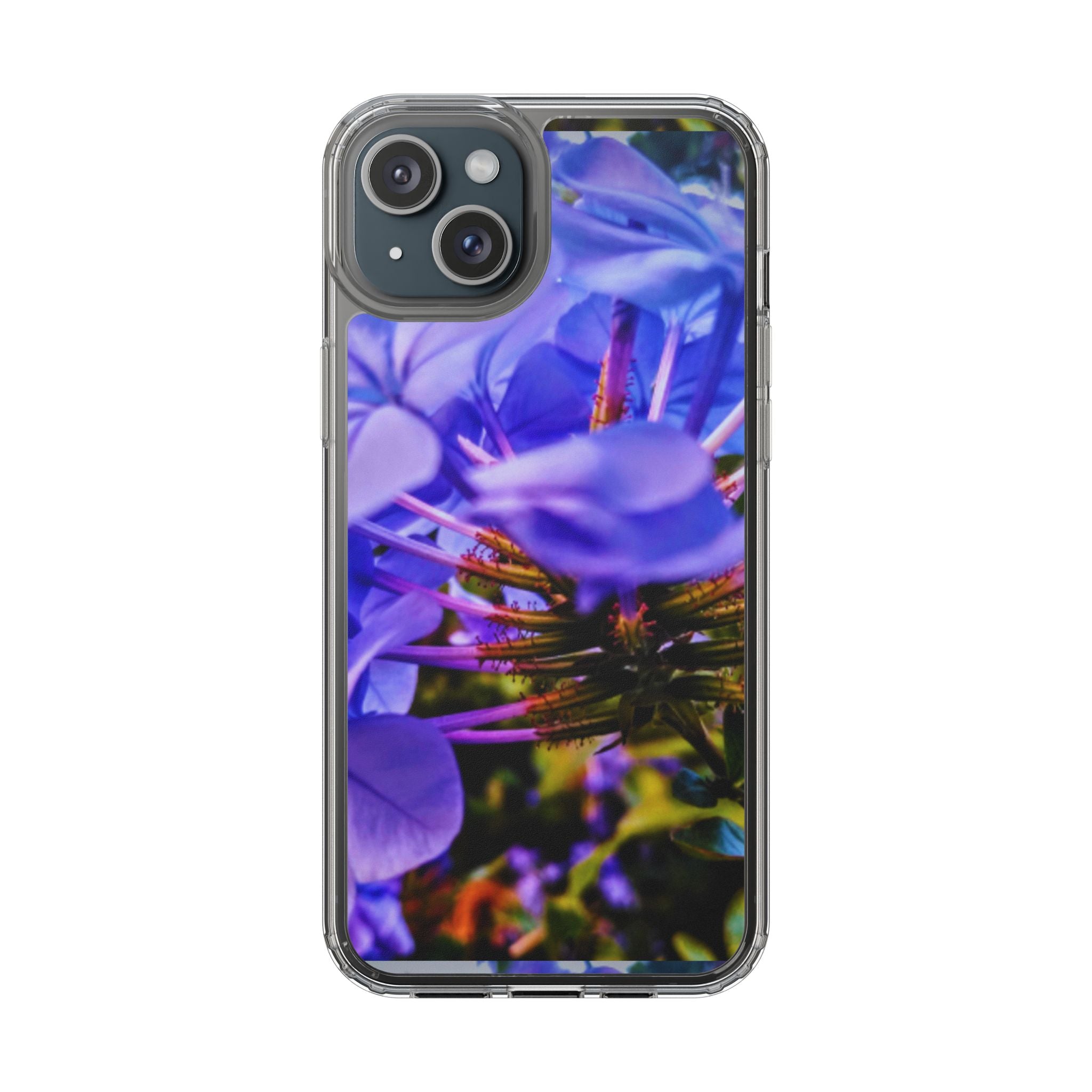 Blue Hydrangea Stem Clear Phone Case