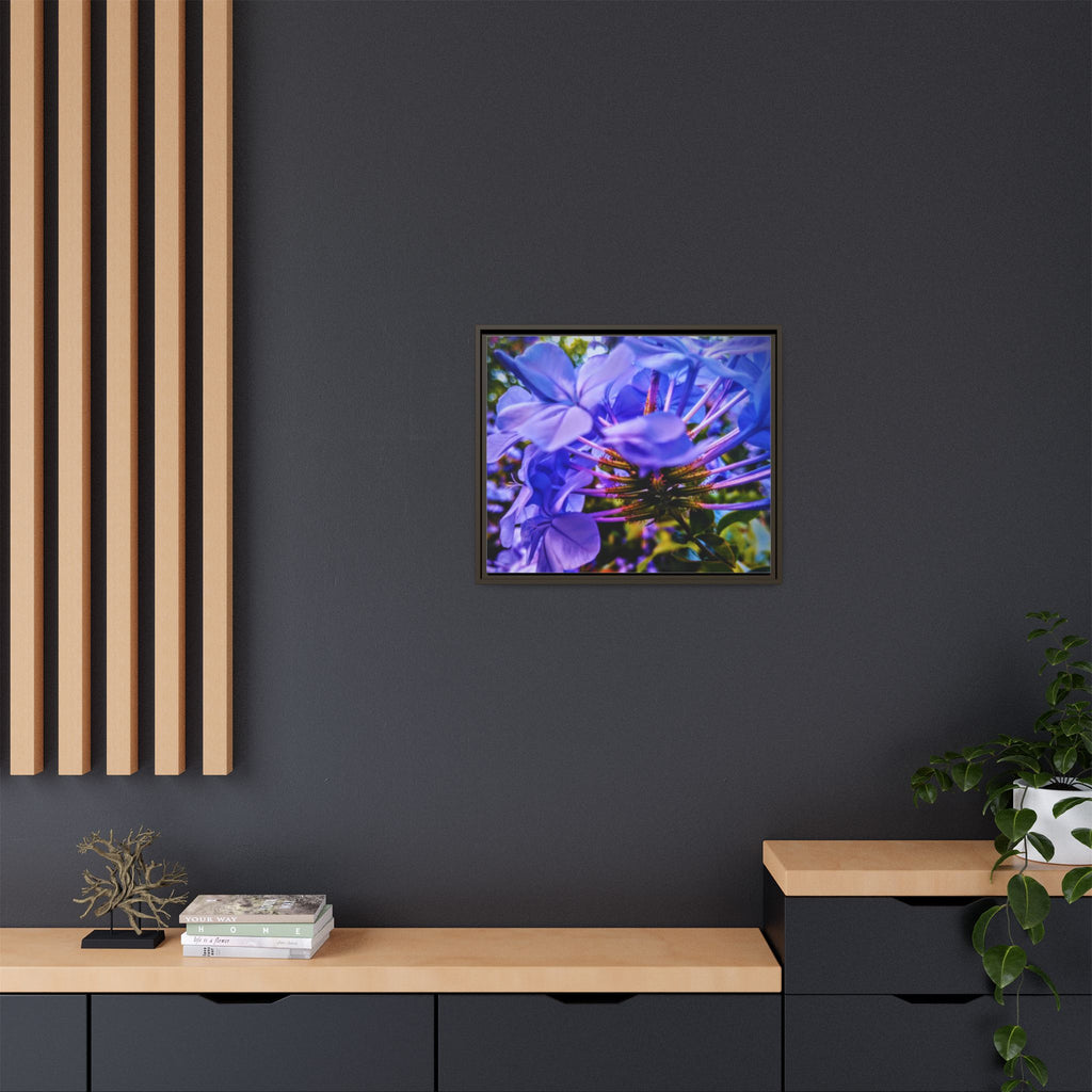 Blue Hydrangea Stem Matte Canvas Wall Art — Vibrant Close-Up Botanical Floral Print
