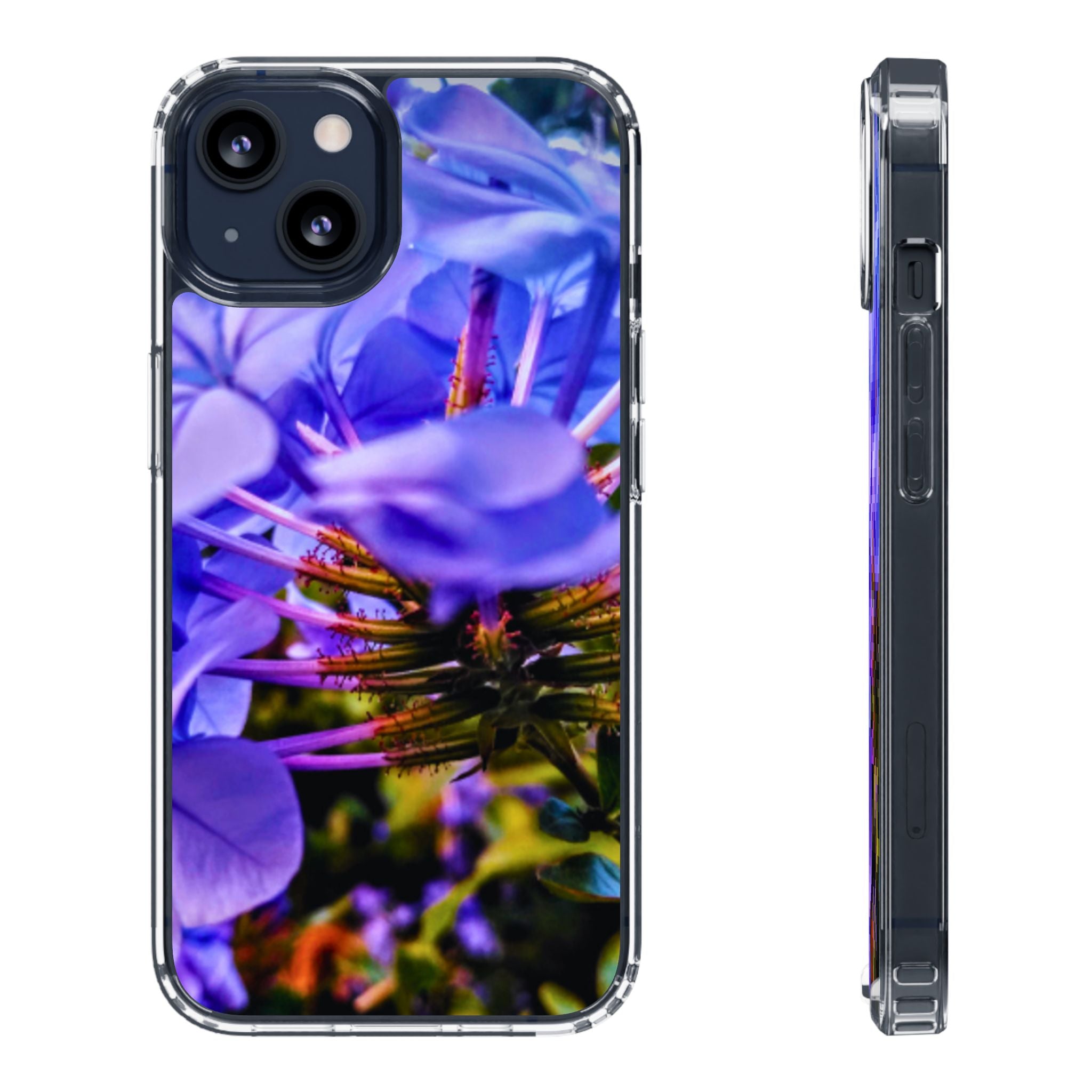 Blue Hydrangea Stem Clear Phone Case