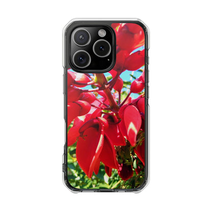 Red Cockspur Tree iPhone 16 Pro Case | MagSafe Clear Magnetic Impact Cover