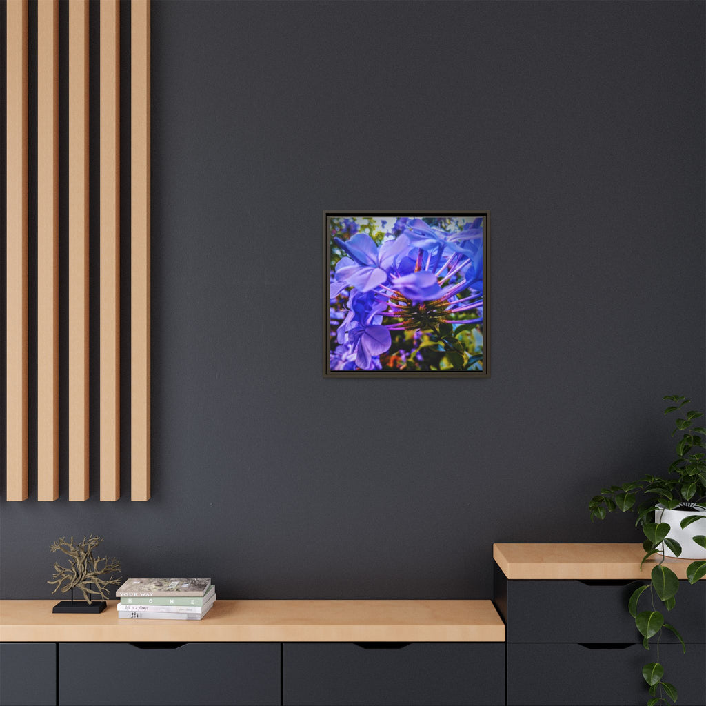 Blue Hydrangea Stem Matte Canvas Wall Art — Vibrant Close-Up Botanical Floral Print