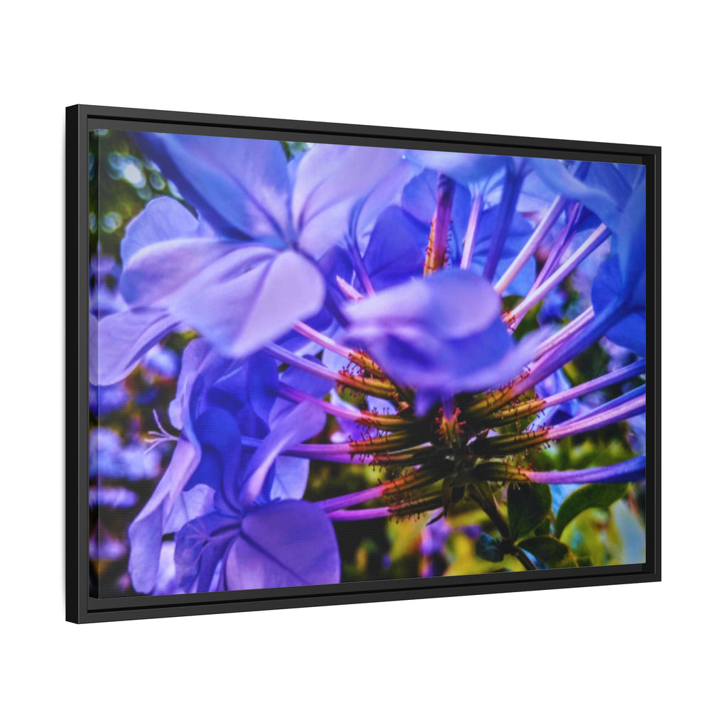 Blue Hydrangea Stem Matte Canvas Wall Art — Vibrant Close-Up Botanical Floral Print