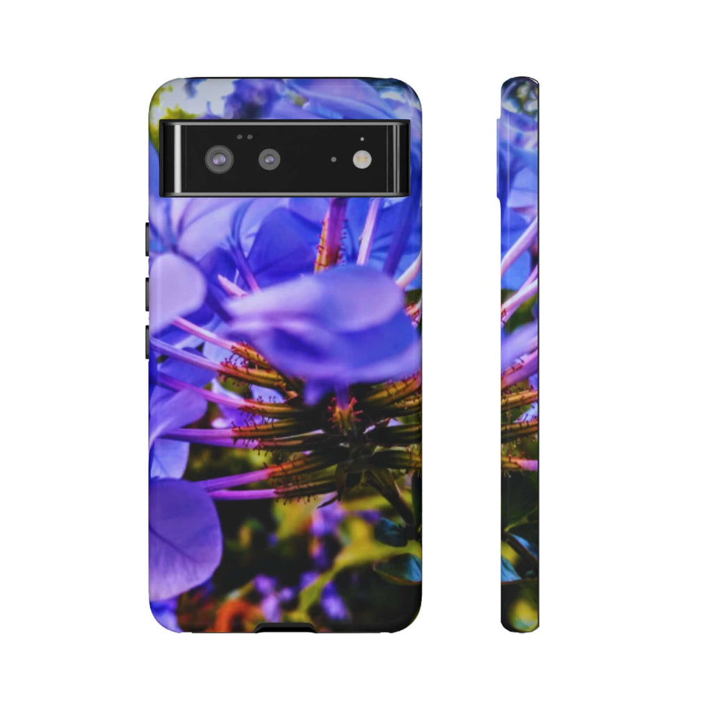 blue hydrangea stem protective case - slim dual-layer phone case with vibrant blue hydrangea stem design, full-wrap 3D print, glossy/matte finish options