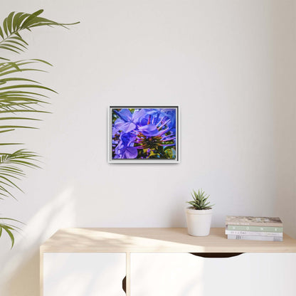 Blue Hydrangea Stem Matte Canvas Wall Art — Vibrant Close-Up Botanical Floral Print