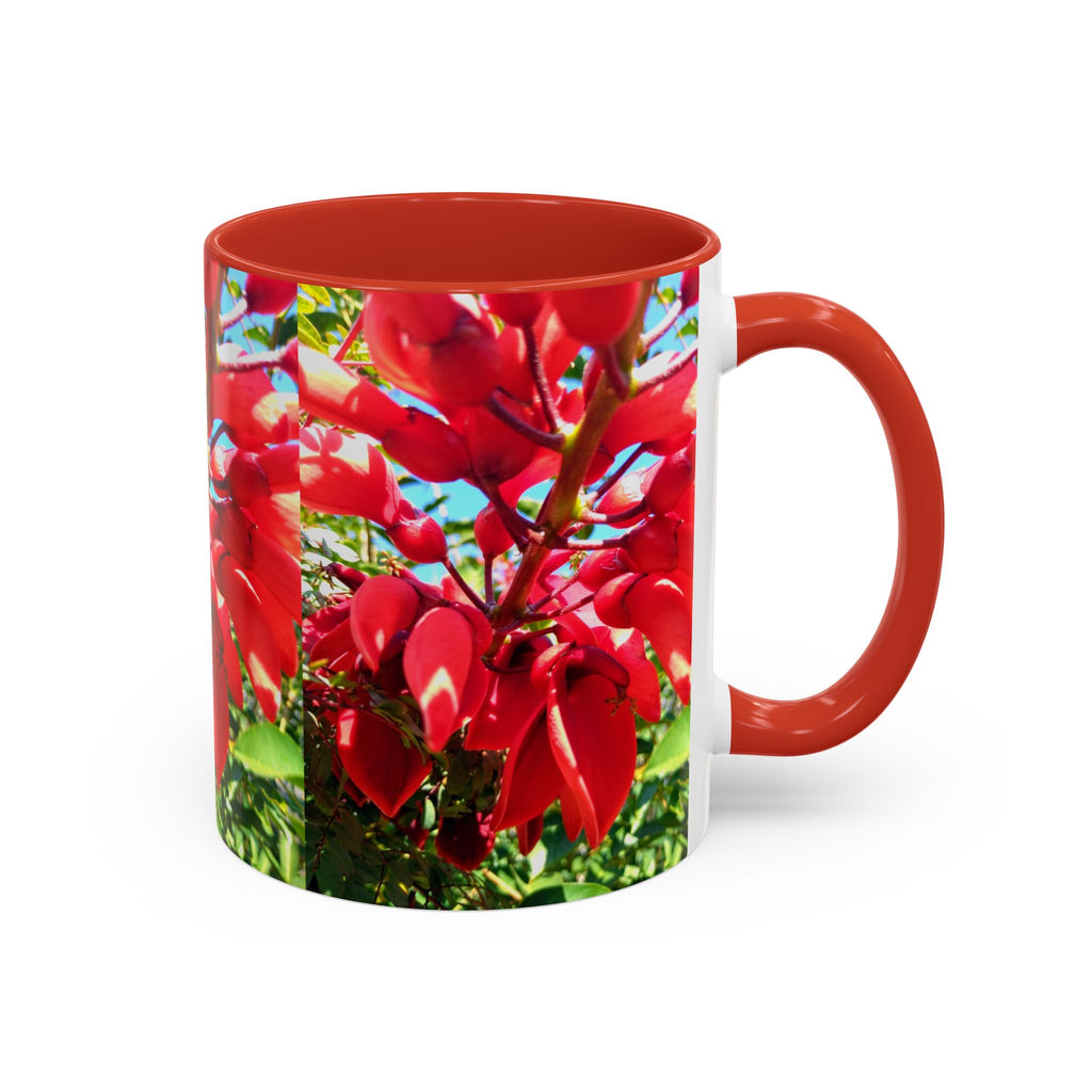 Red Cockspur Coral Tree Accent Coffee Mug – Vibrant Floral 11/15oz Gift