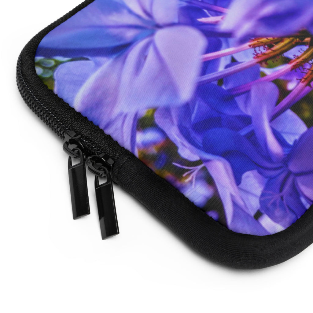 Blue Hydrangea Stem Laptop Sleeve — Vibrant Close-Up Floral Protective Case