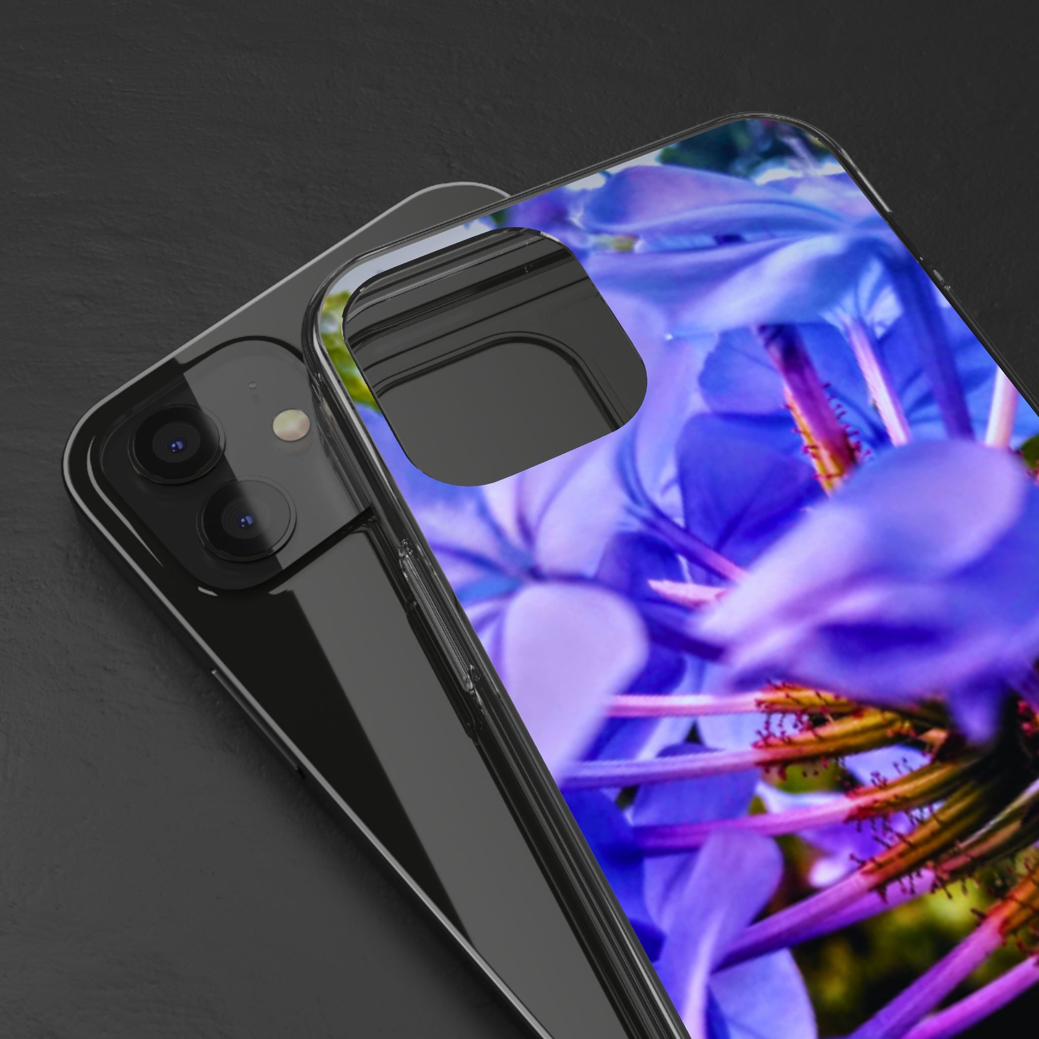 Blue Hydrangea Stem Clear Phone Case