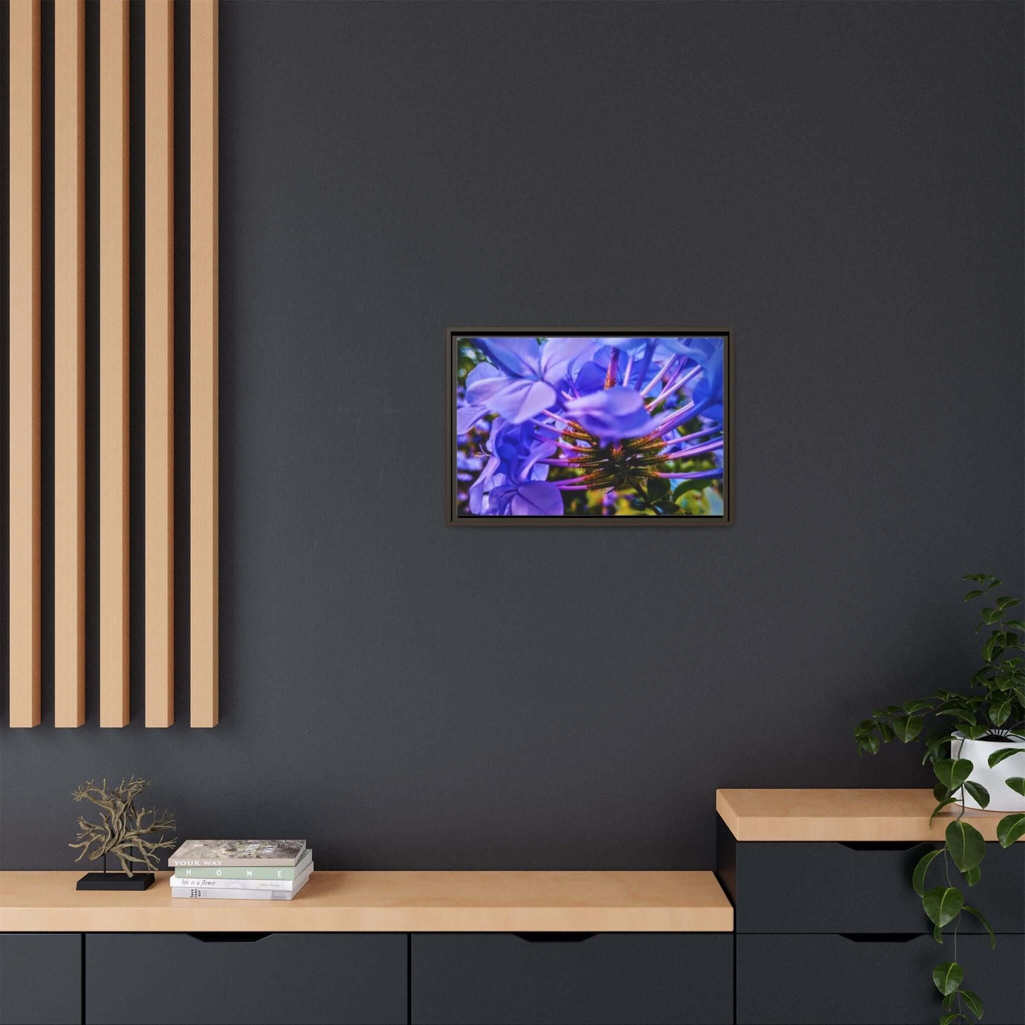 Blue Hydrangea Stem Canvas Wall Art