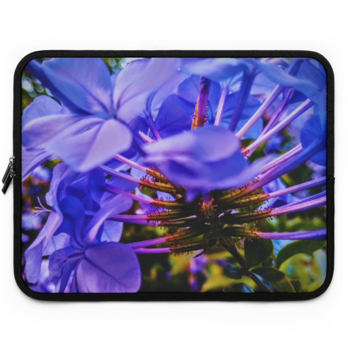 Blue Hydrangea Stem Laptop Sleeve — Vibrant Close-Up Floral Protective Case