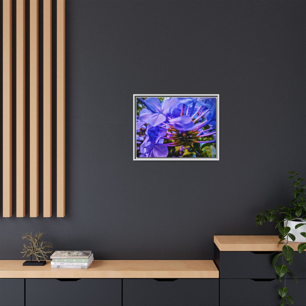 Blue Hydrangea Stem Matte Canvas Wall Art — Vibrant Close-Up Botanical Floral Print