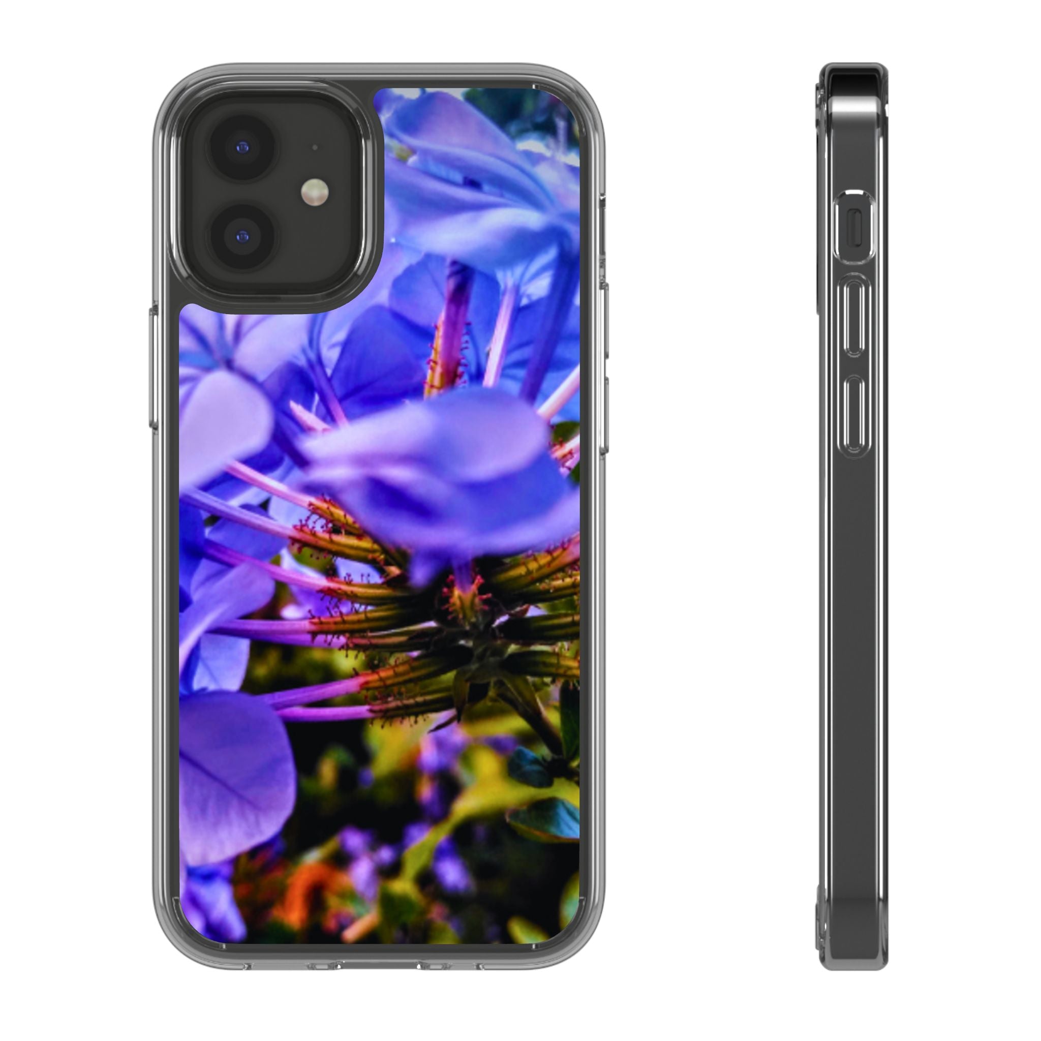 Blue Hydrangea Stem Clear Phone Case