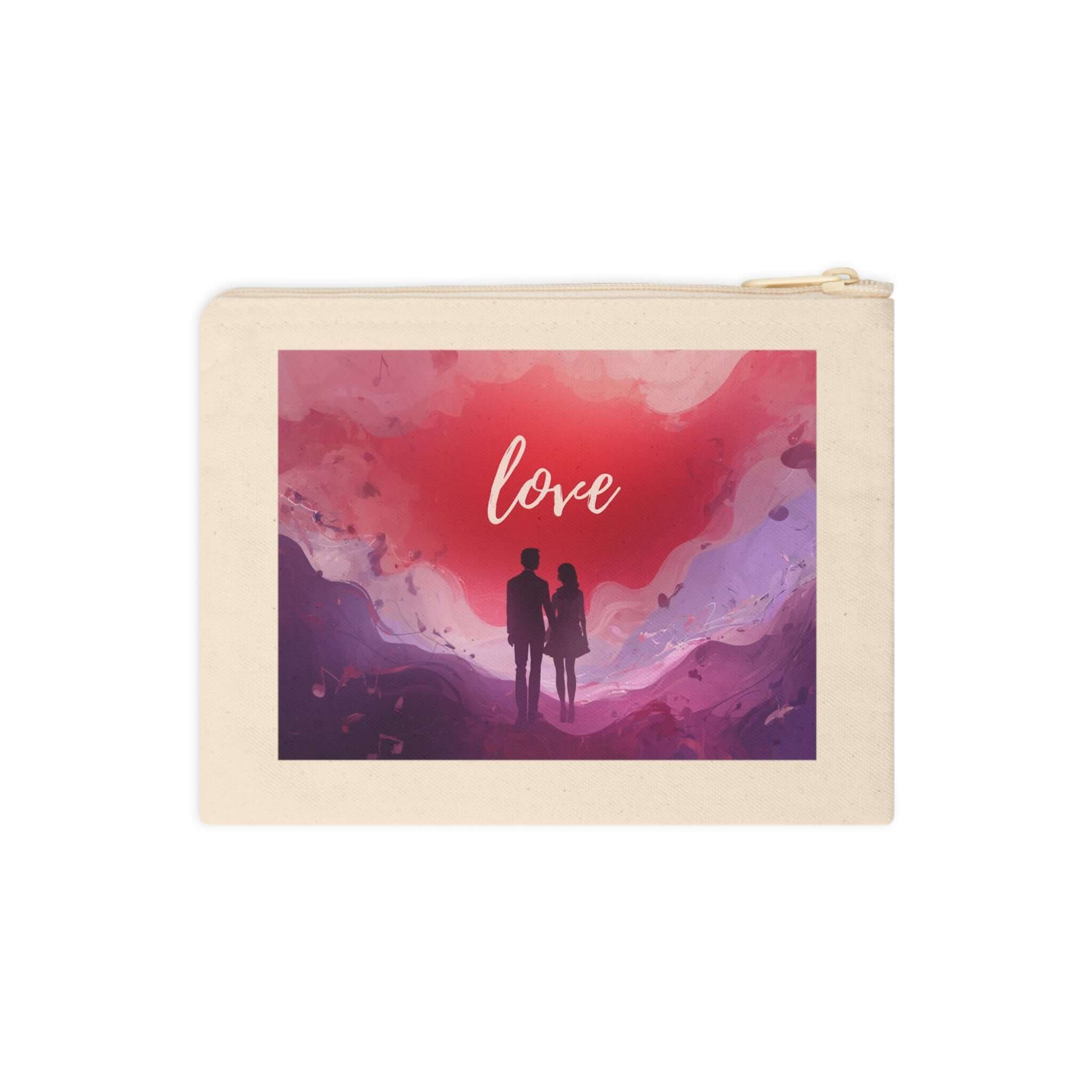 Couple Silhouette Love Canvas Zipper Pouch