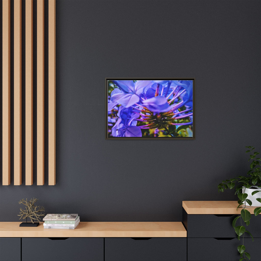 Blue Hydrangea Stem Matte Canvas Wall Art — Vibrant Close-Up Botanical Floral Print