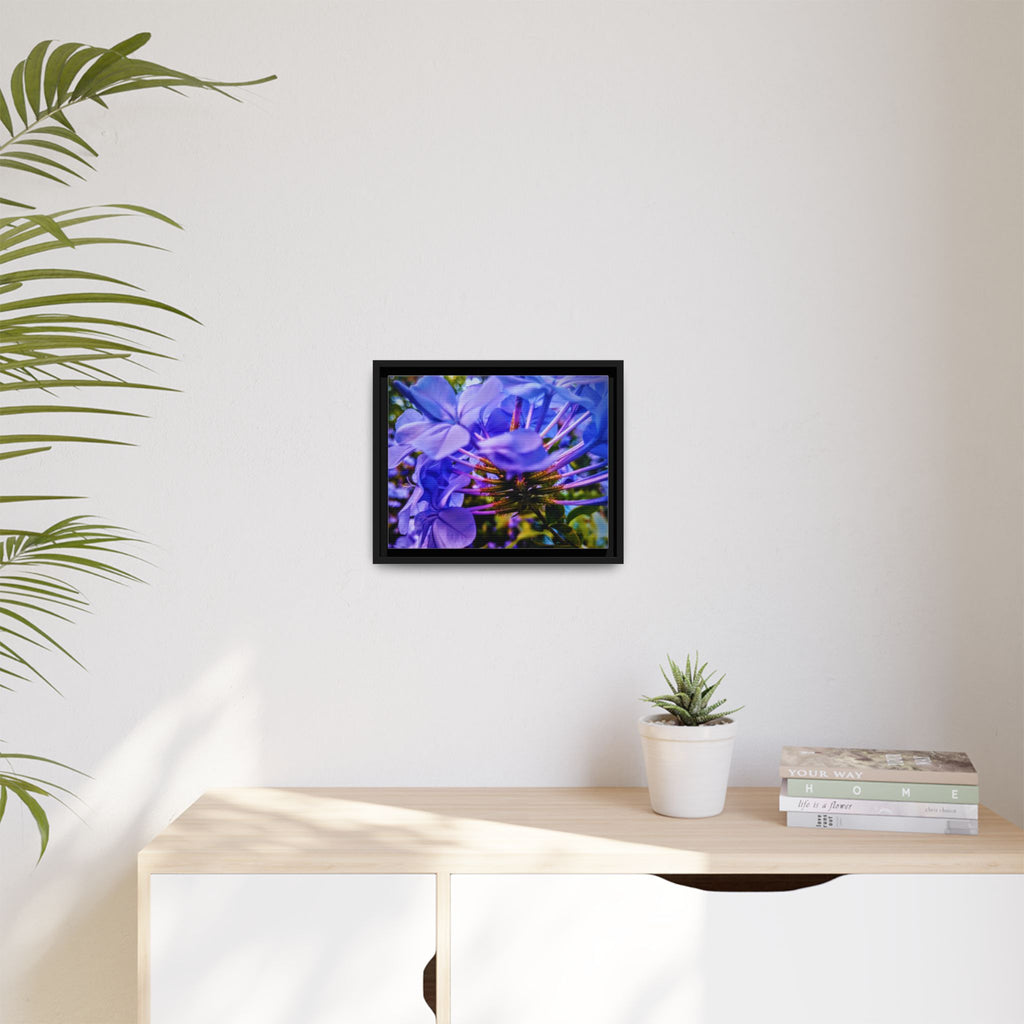 Blue Hydrangea Stem Matte Canvas Wall Art — Vibrant Close-Up Botanical Floral Print