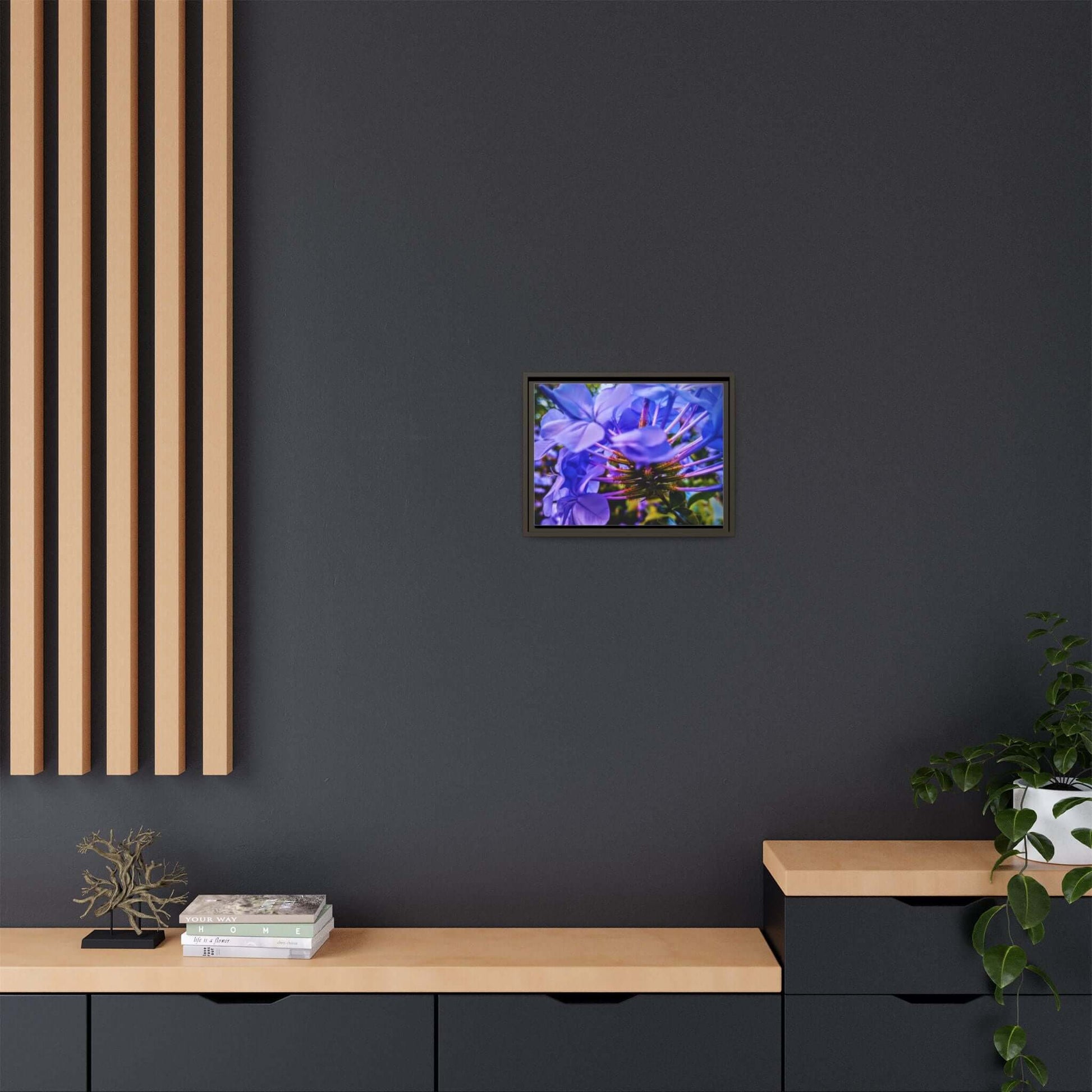 Blue Hydrangea Stem Matte Canvas Wall Art — Vibrant Close-Up Botanical Floral Print