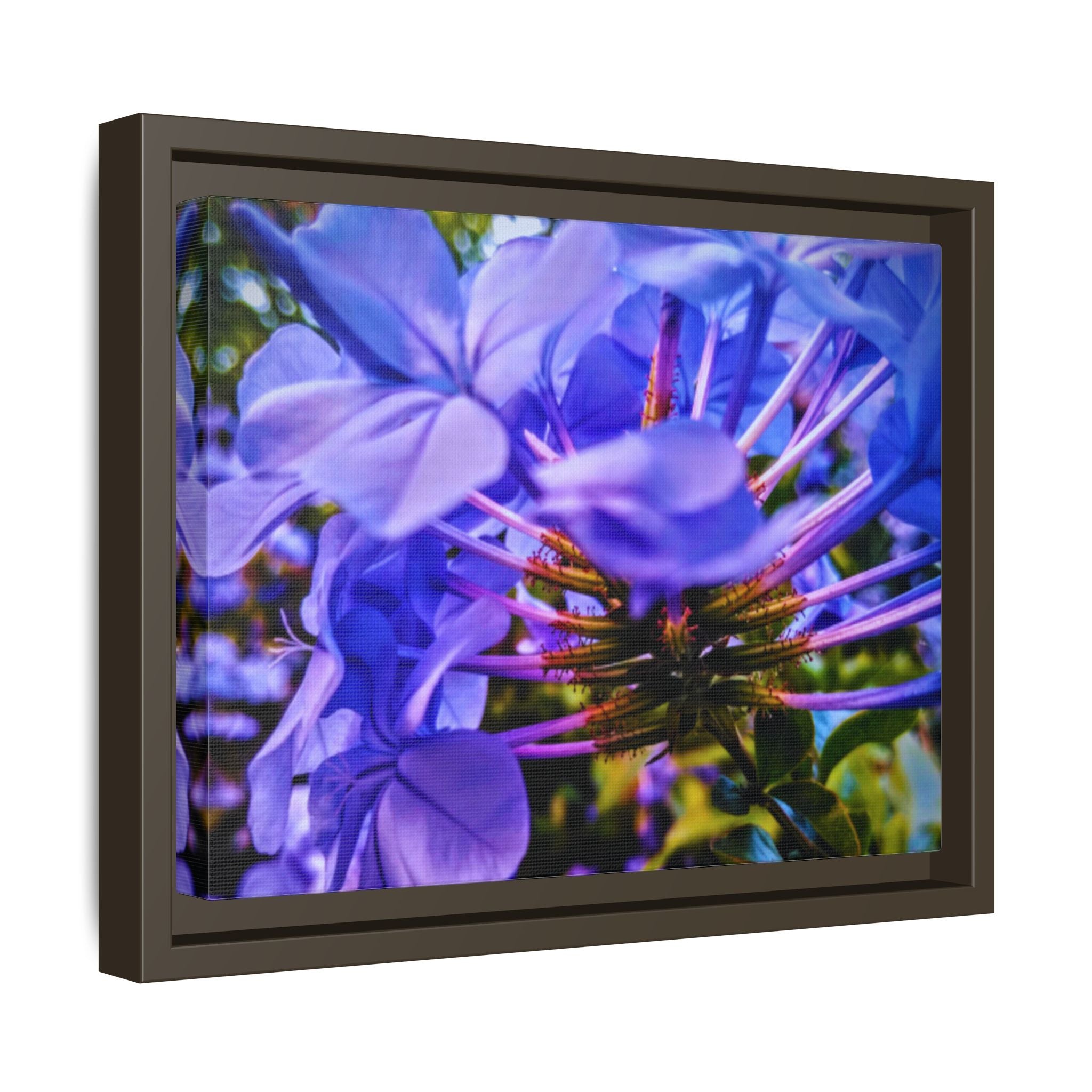 Blue Hydrangea Stem Matte Canvas Wall Art — Vibrant Close-Up Botanical Floral Print