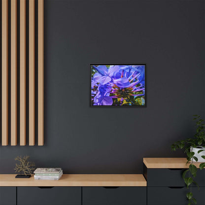 Blue Hydrangea Stem Matte Canvas Wall Art — Vibrant Close-Up Botanical Floral Print