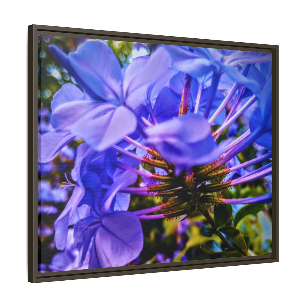 Blue Hydrangea Stem Matte Canvas Wall Art — Vibrant Close-Up Botanical Floral Print