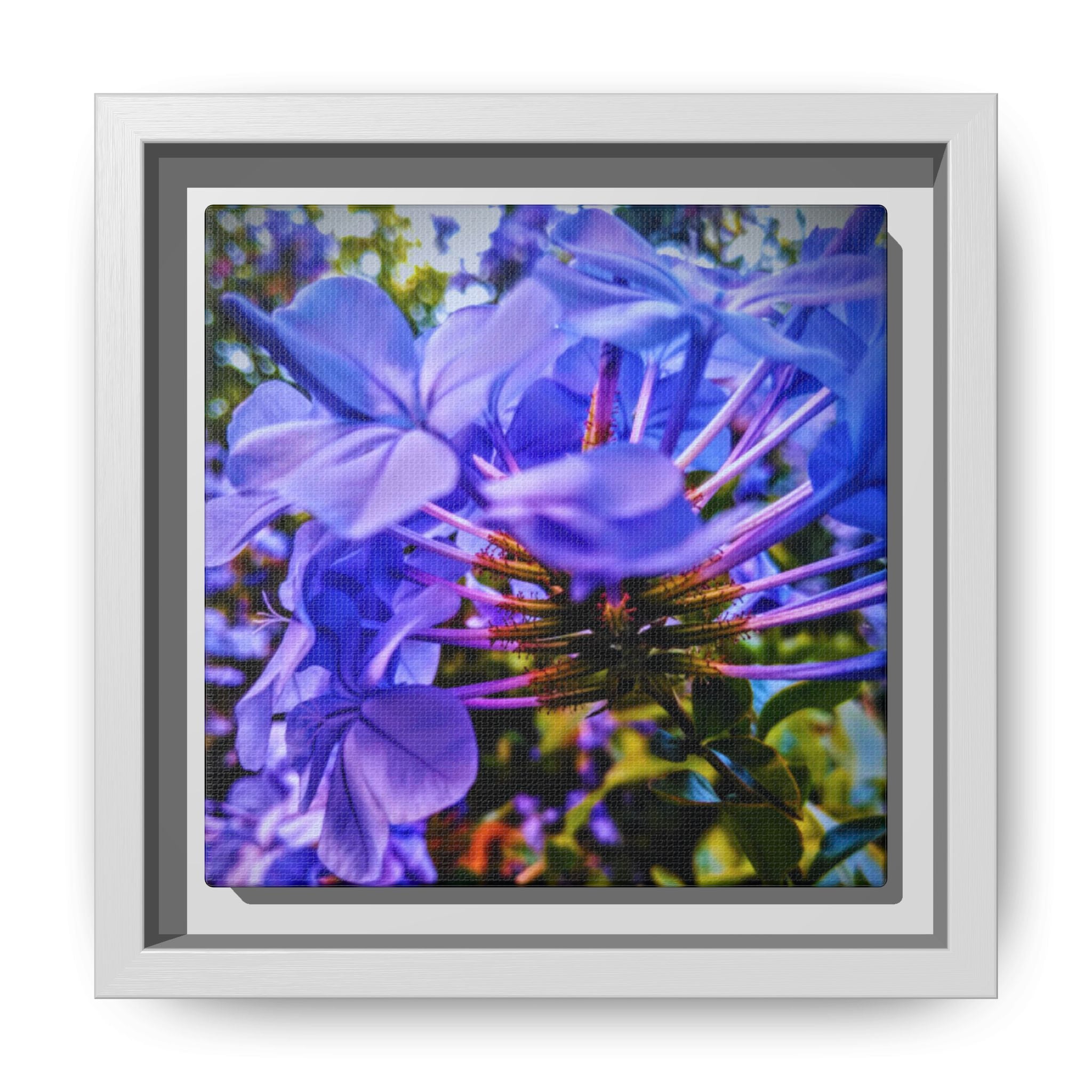 Blue Hydrangea Stem Matte Canvas Wall Art — Vibrant Close-Up Botanical Floral Print