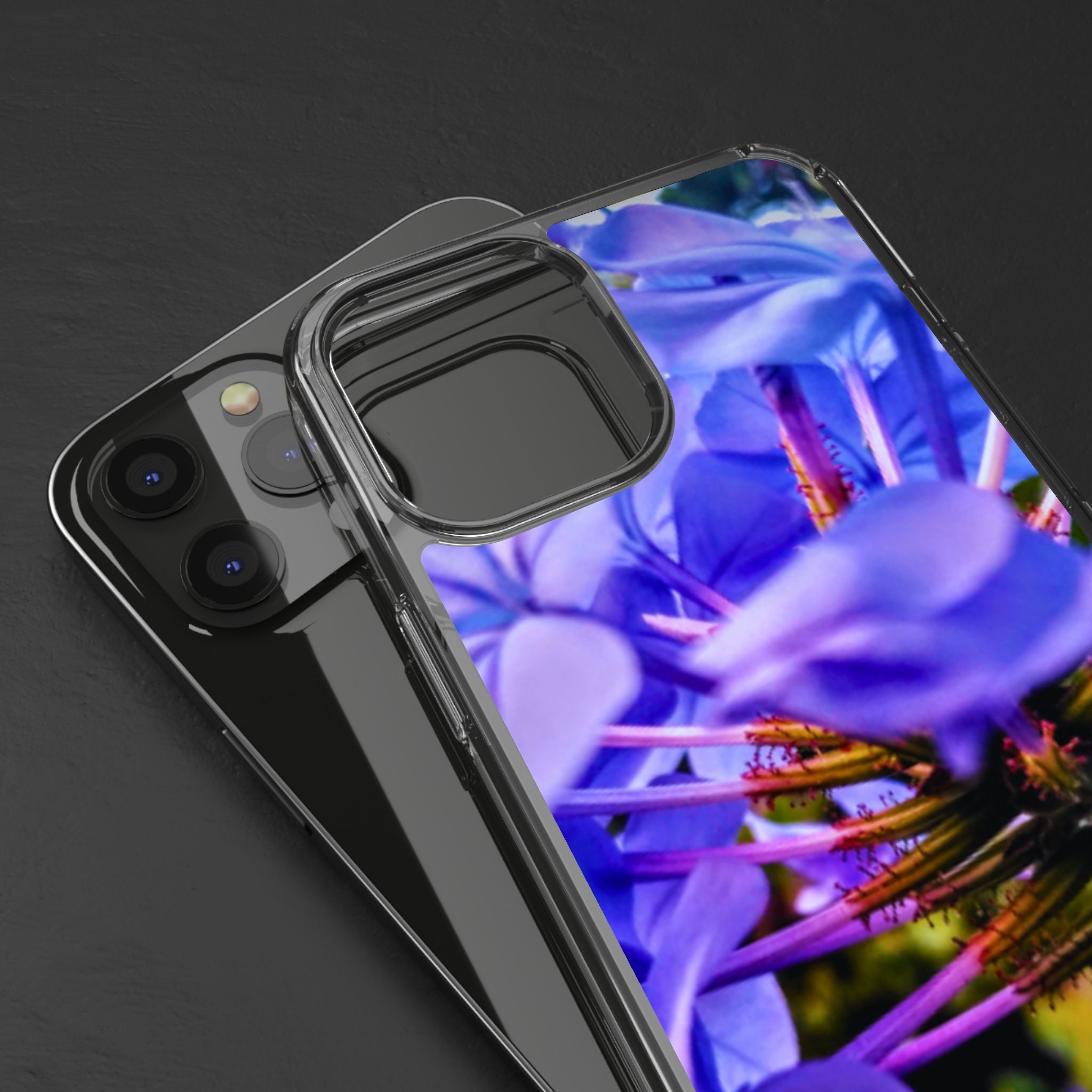 Blue Hydrangea Stem Clear Phone Case